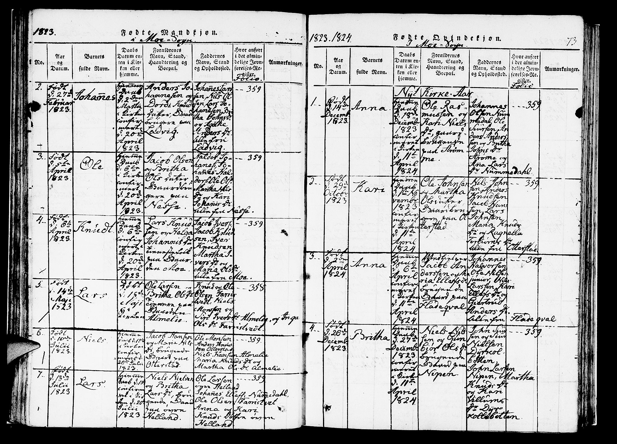 Hosanger sokneprestembete, AV/SAB-A-75801/H/Haa: Parish register (official) no. A 5, 1815-1824, p. 73