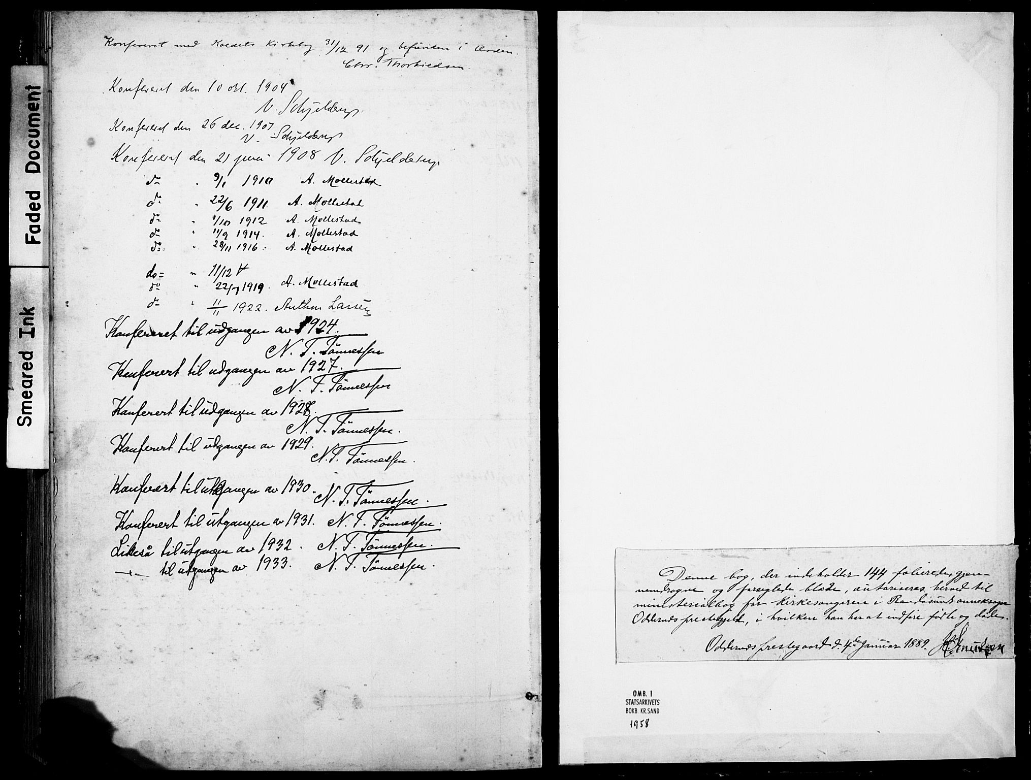 Oddernes sokneprestkontor, SAK/1111-0033/F/Fb/Fbb/L0002: Parish register (copy) no. B 2, 1889-1933