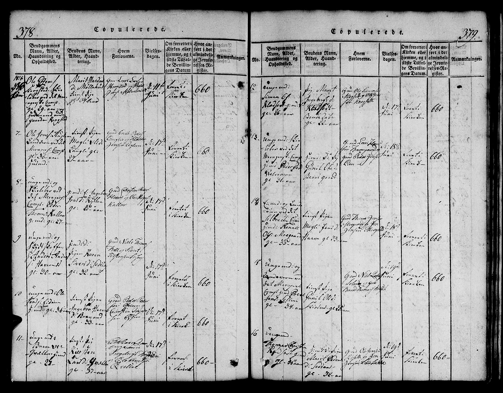 Ministerialprotokoller, klokkerbøker og fødselsregistre - Sør-Trøndelag, SAT/A-1456/695/L1152: Parish register (copy) no. 695C03, 1816-1831, p. 378-379