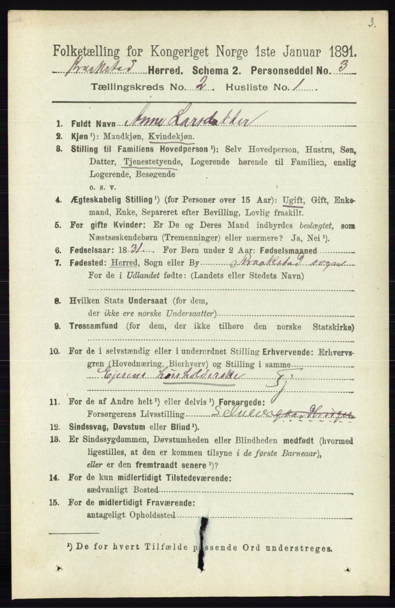 RA, 1891 census for 0212 Kråkstad, 1891, p. 746