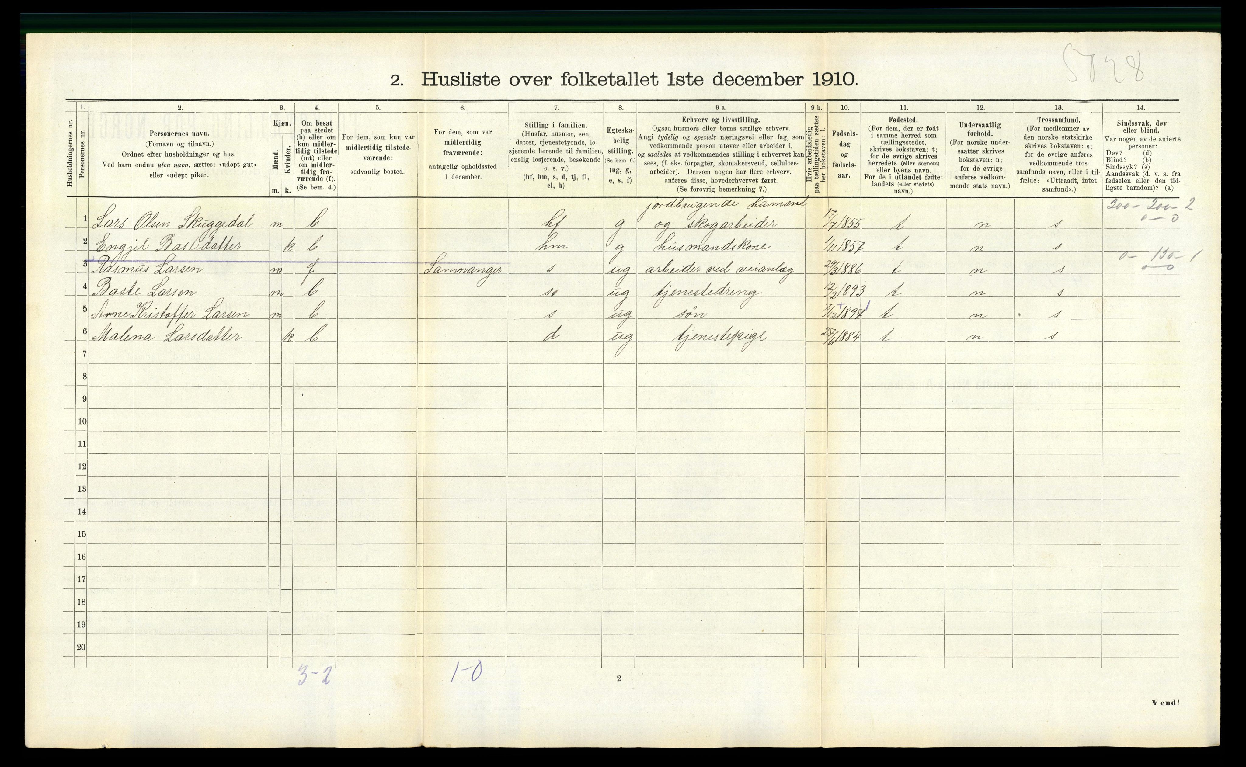 RA, 1910 census for Masfjorden, 1910, p. 331