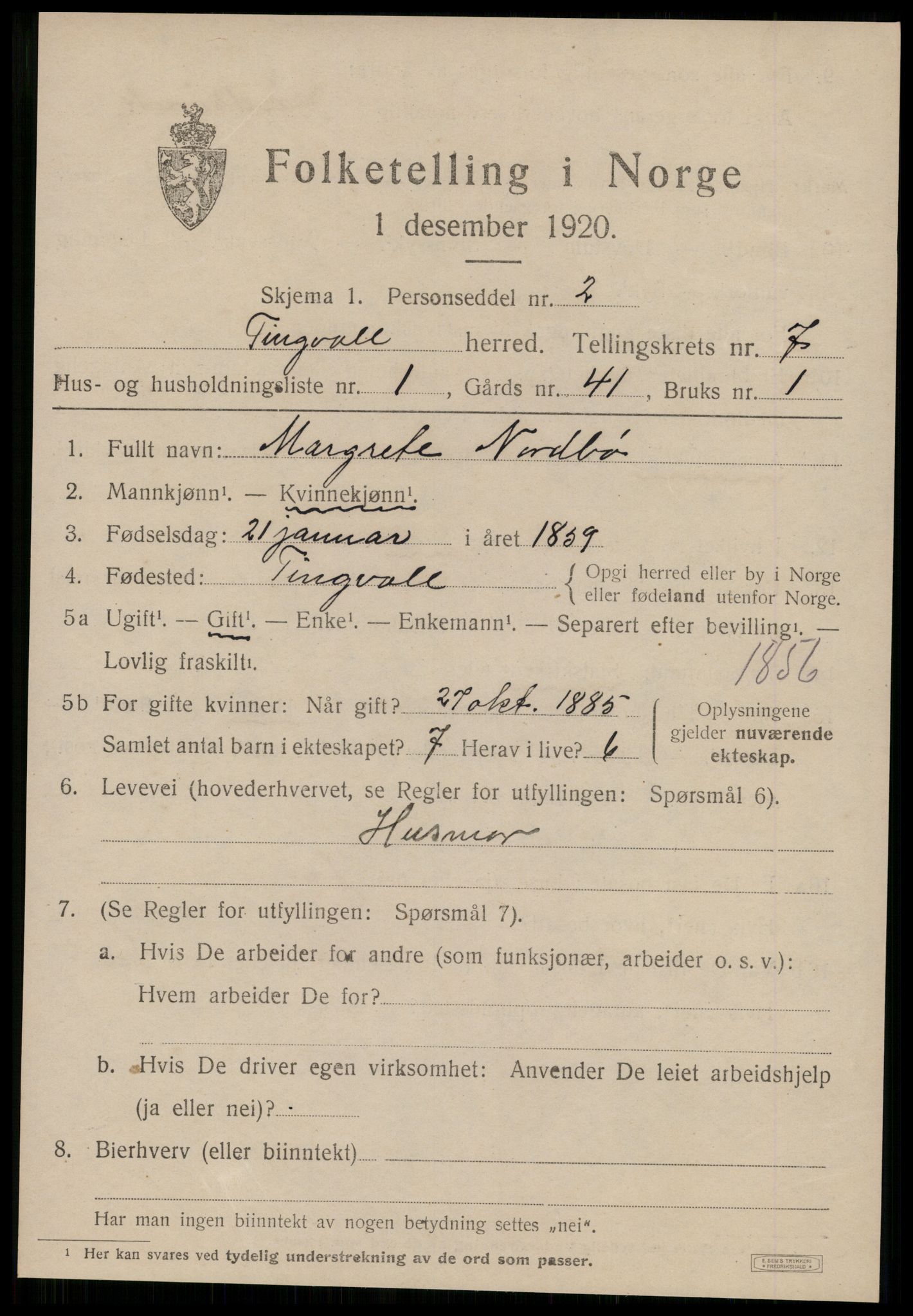 SAT, 1920 census for Tingvoll, 1920, p. 3244