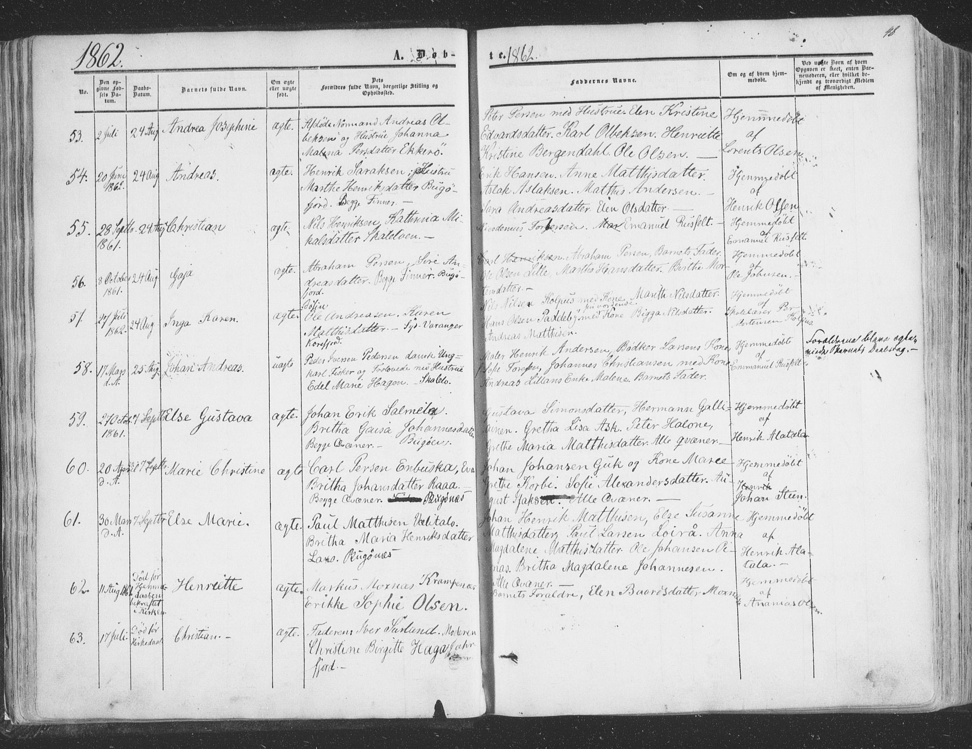 Vadsø sokneprestkontor, SATØ/S-1325/H/Ha/L0004kirke: Parish register (official) no. 4, 1854-1880, p. 48