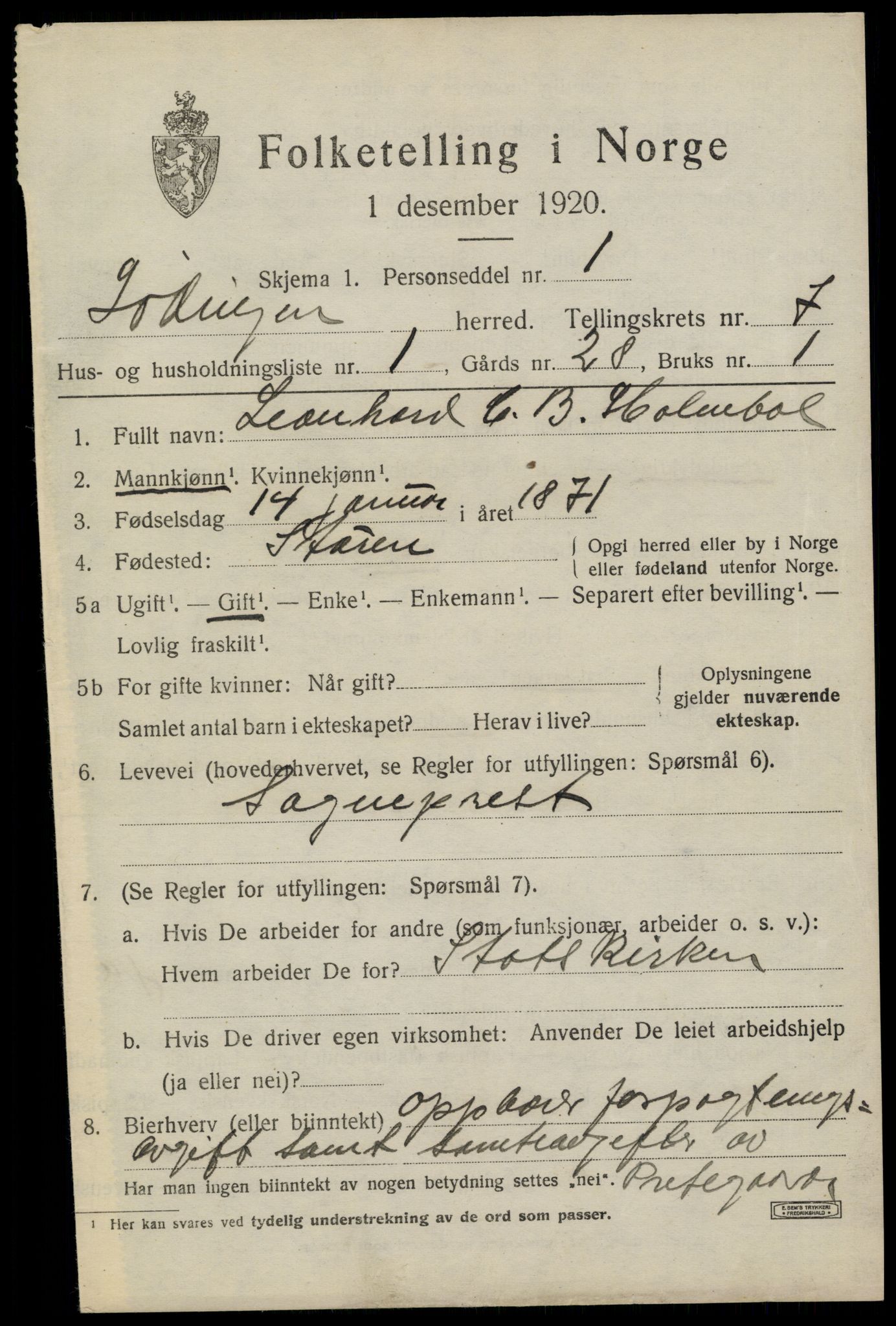 SAT, 1920 census for Lødingen, 1920, p. 4035