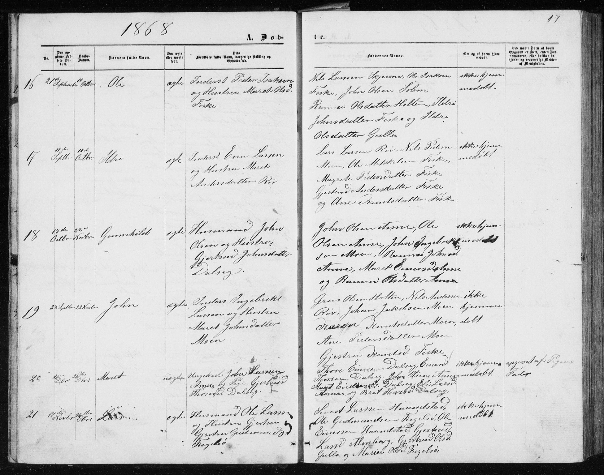 Ministerialprotokoller, klokkerbøker og fødselsregistre - Møre og Romsdal, AV/SAT-A-1454/597/L1064: Parish register (copy) no. 597C01, 1866-1898, p. 17