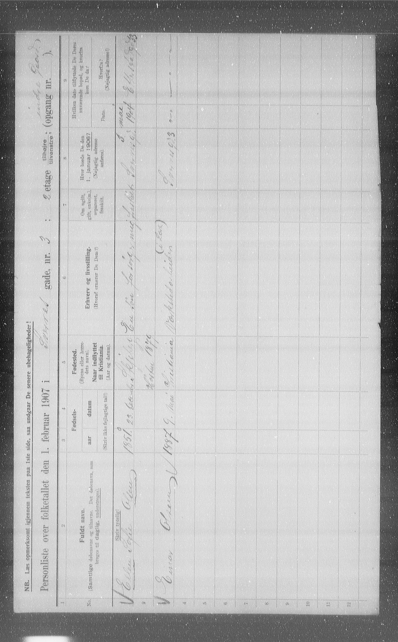 OBA, Municipal Census 1907 for Kristiania, 1907, p. 53911