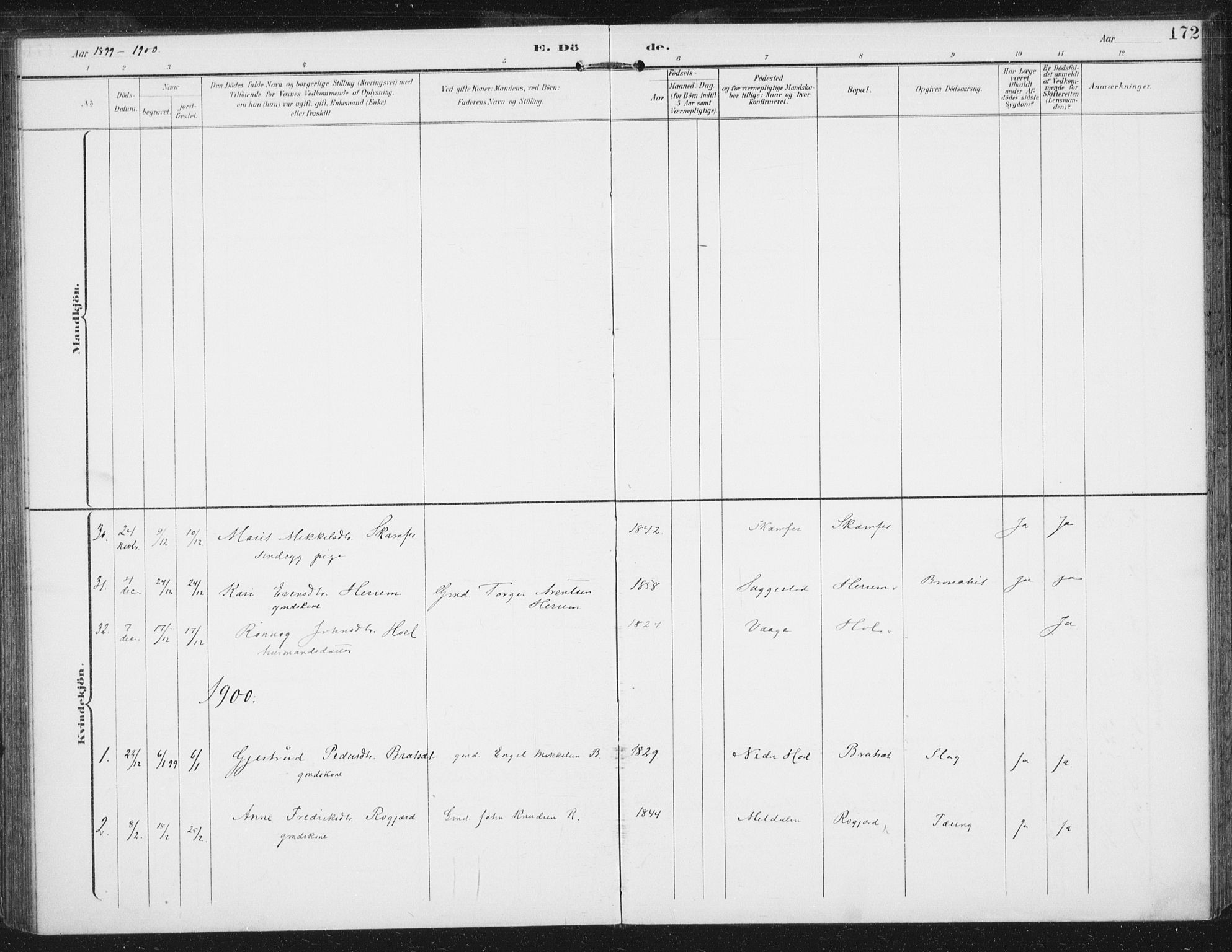 Ministerialprotokoller, klokkerbøker og fødselsregistre - Sør-Trøndelag, SAT/A-1456/674/L0872: Parish register (official) no. 674A04, 1897-1907, p. 172