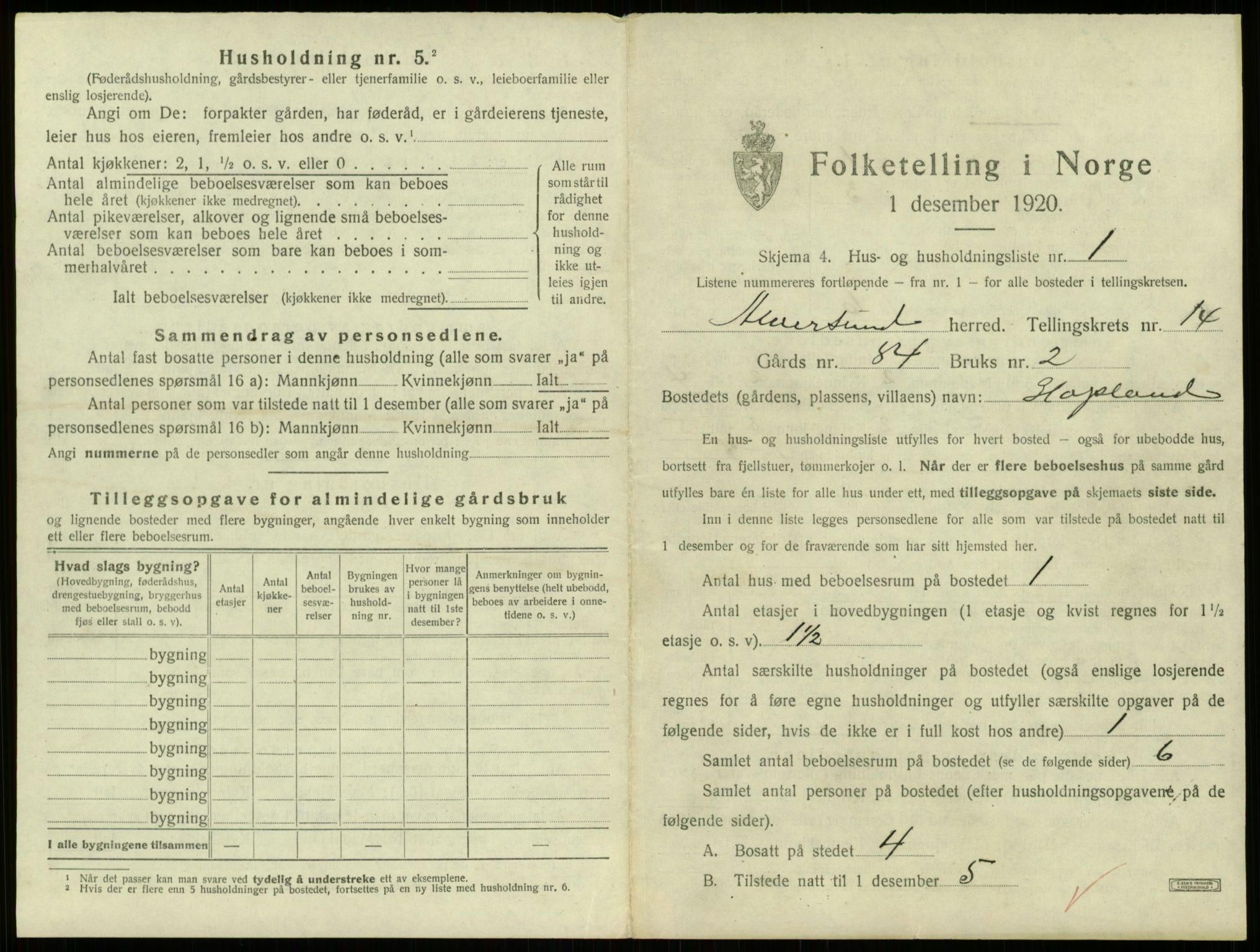 SAB, 1920 census for Alversund, 1920, p. 1025