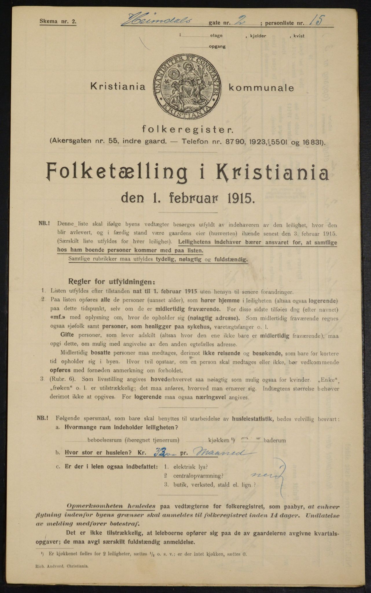 OBA, Municipal Census 1915 for Kristiania, 1915, p. 36206