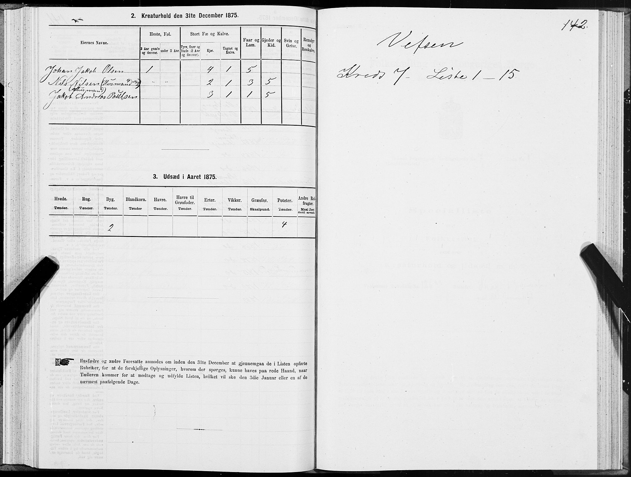 SAT, 1875 census for 1824L Vefsn/Vefsn, 1875, p. 2142