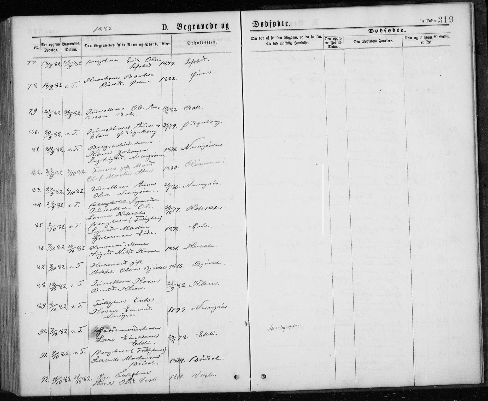 Ministerialprotokoller, klokkerbøker og fødselsregistre - Sør-Trøndelag, AV/SAT-A-1456/668/L0817: Parish register (copy) no. 668C06, 1873-1884, p. 319