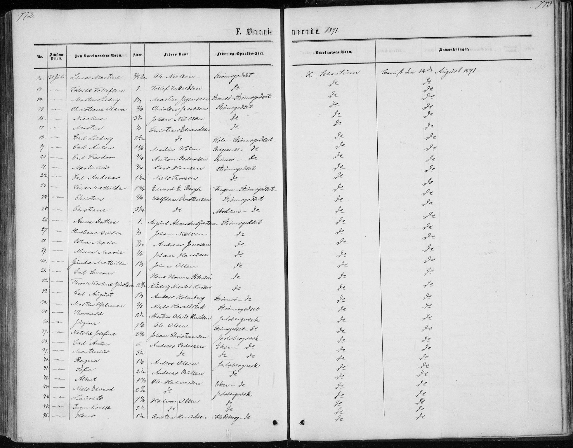 Skoger kirkebøker, AV/SAKO-A-59/F/Fa/L0004: Parish register (official) no. I 4, 1862-1872, p. 772-773