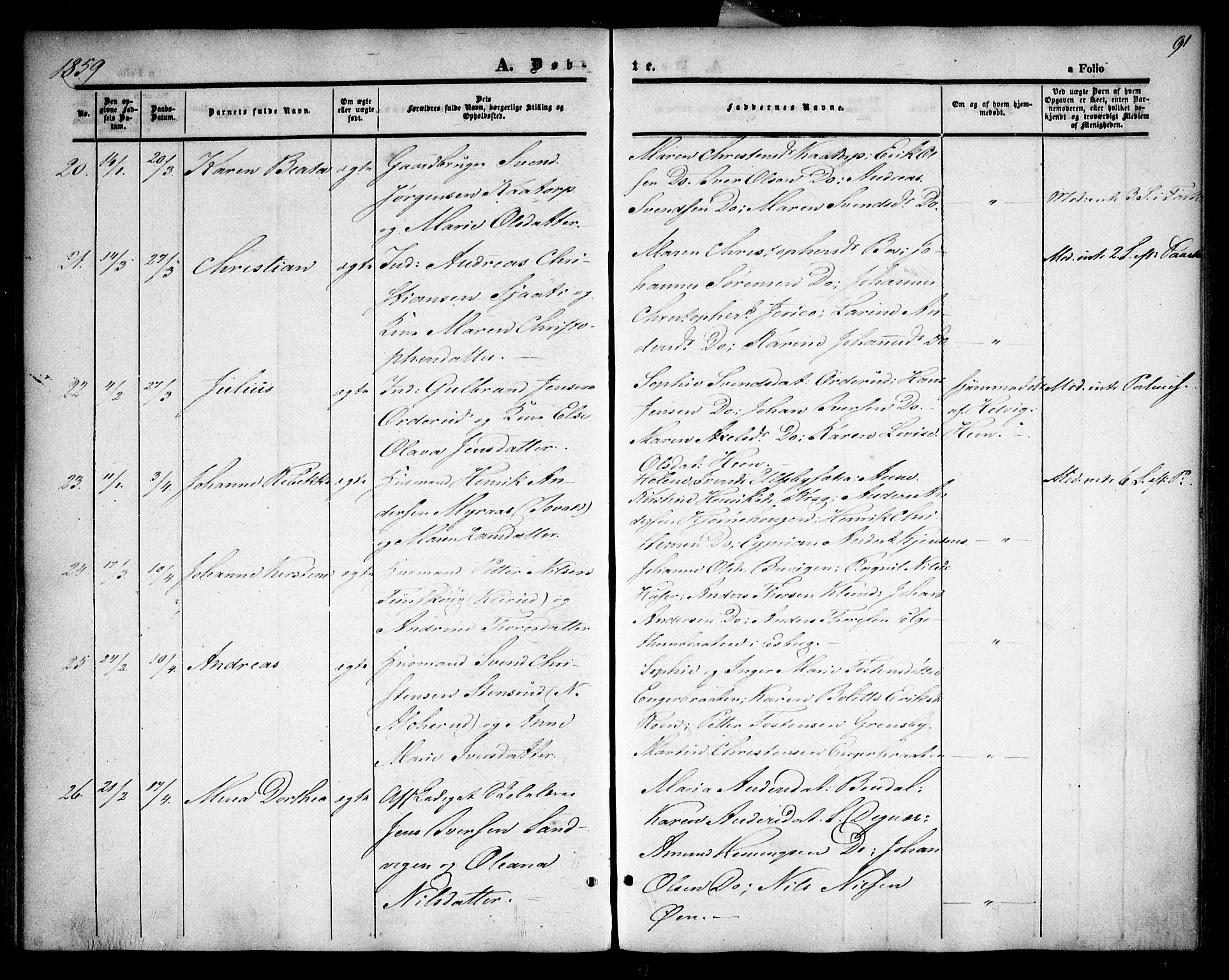 Rødenes prestekontor Kirkebøker, AV/SAO-A-2005/F/Fa/L0006: Parish register (official) no. I 6, 1850-1859, p. 91