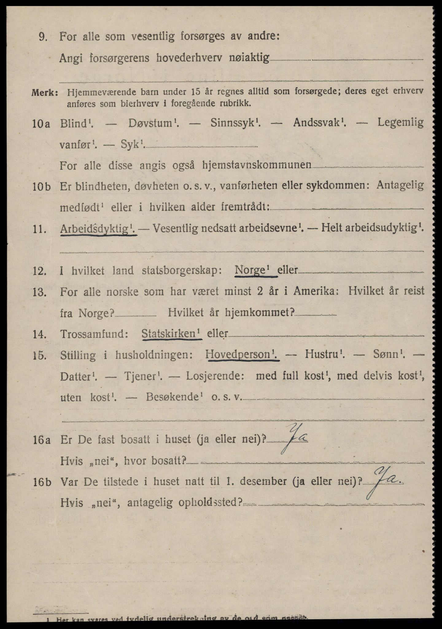 SAT, 1920 census for Volda, 1920, p. 5011