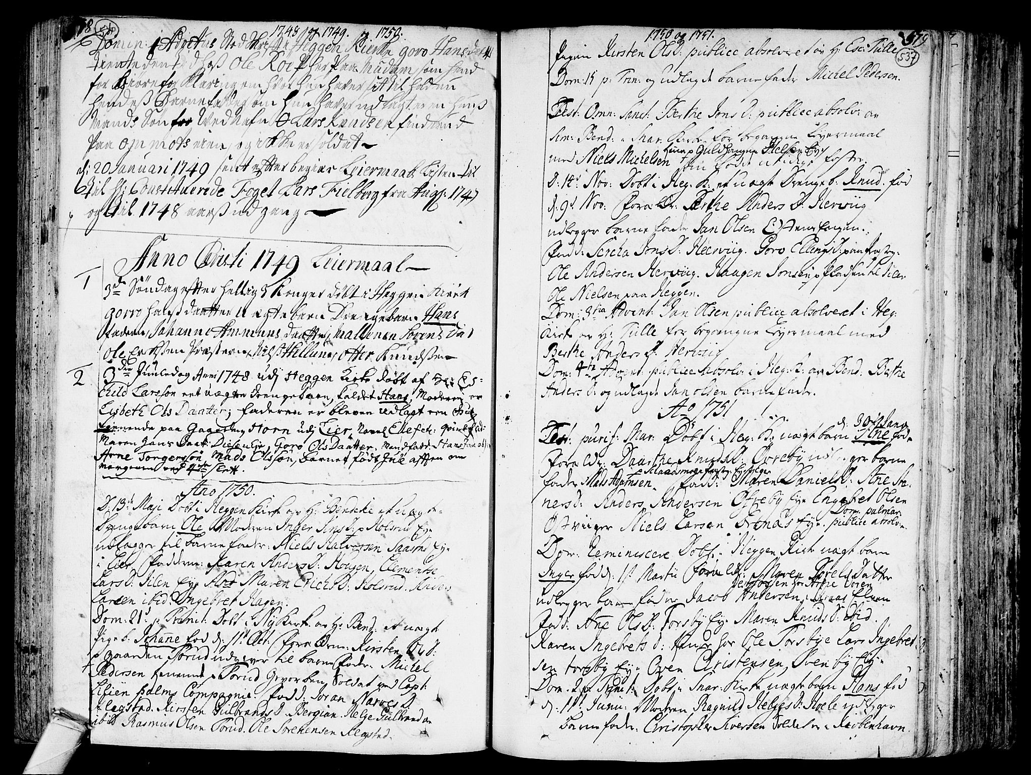 Modum kirkebøker, AV/SAKO-A-234/F/Fa/L0002: Parish register (official) no. 2, 1741-1782, p. 536-537