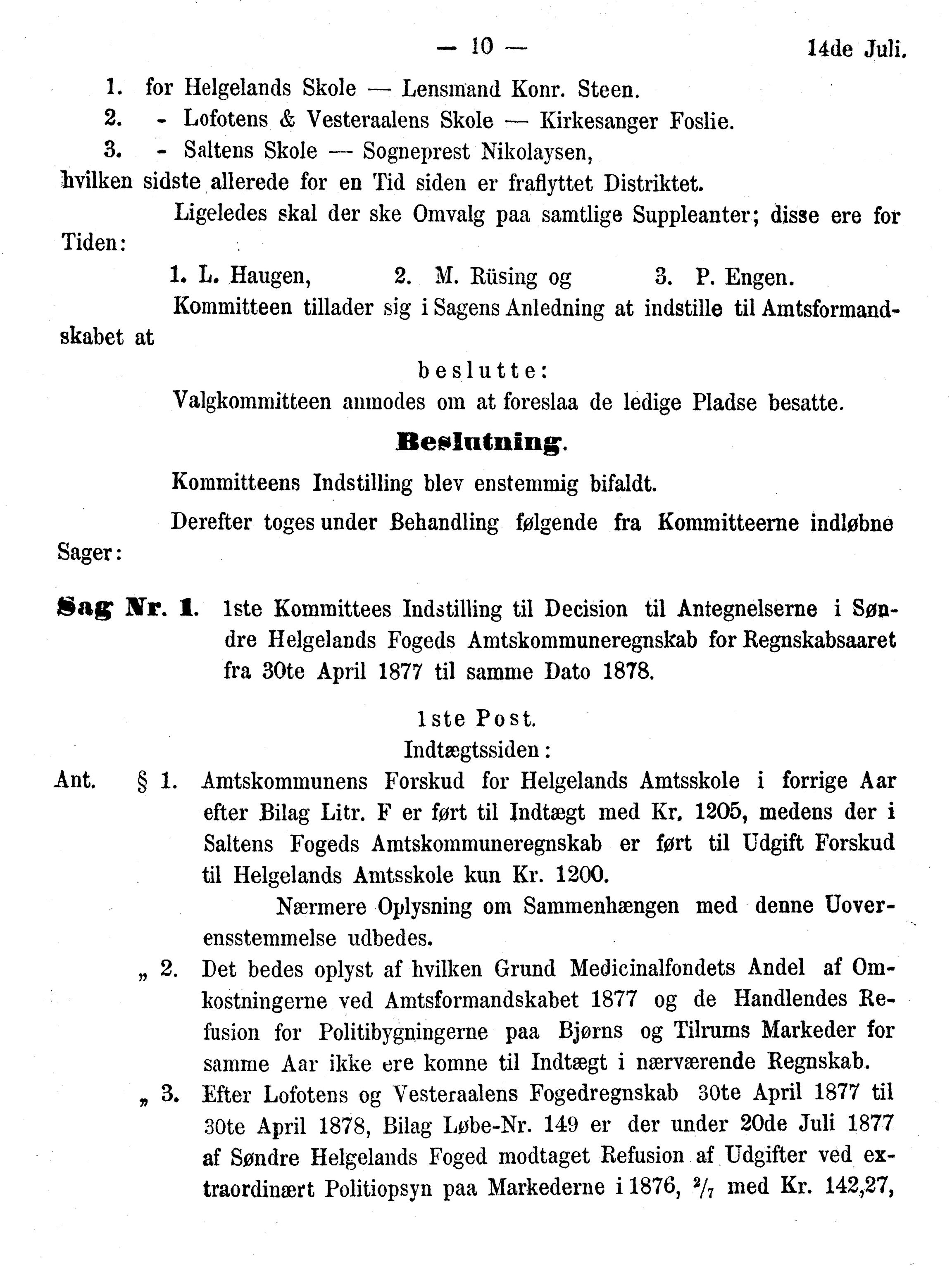 Nordland Fylkeskommune. Fylkestinget, AIN/NFK-17/176/A/Ac/L0010: Fylkestingsforhandlinger 1874-1880, 1874-1880