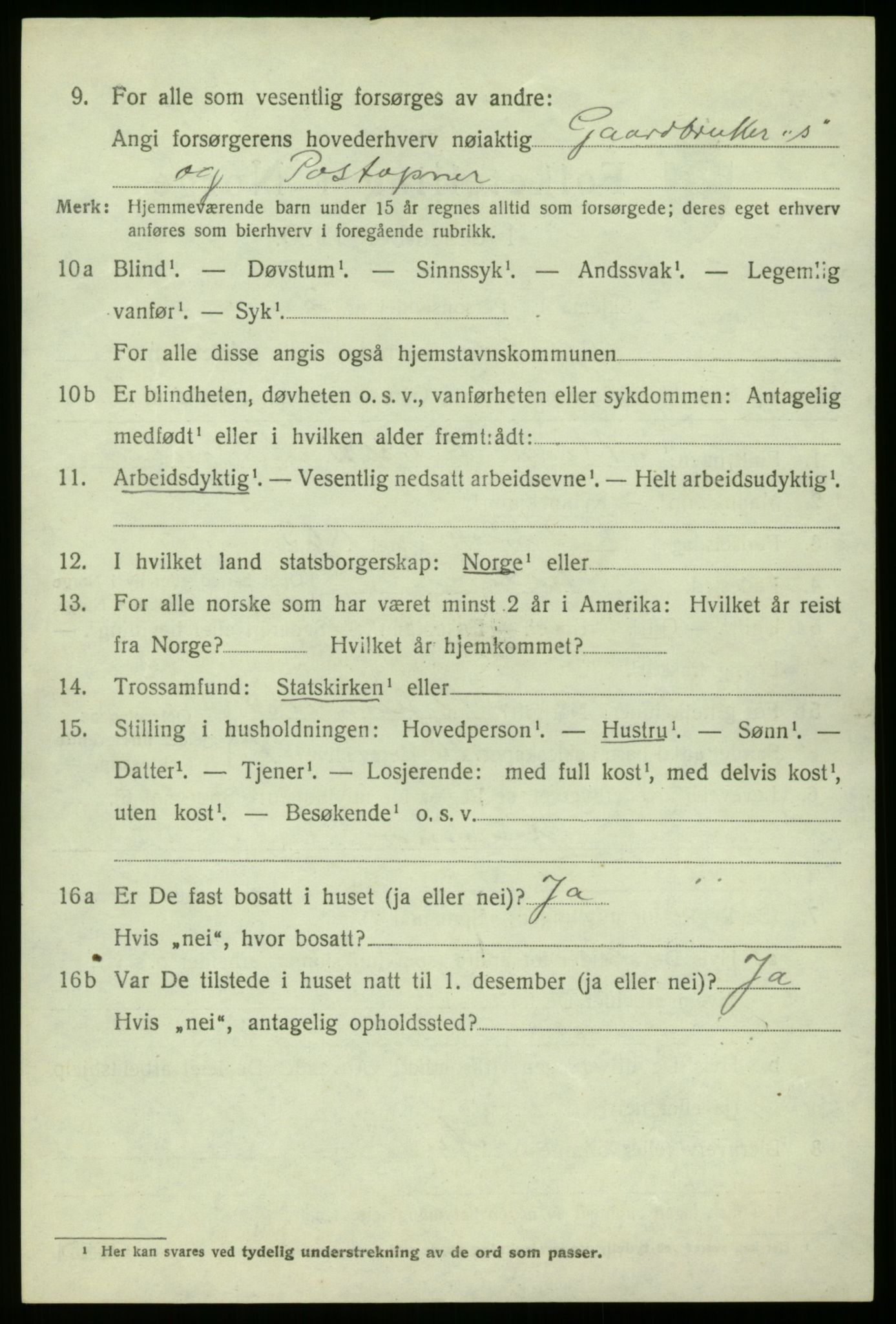 SAB, 1920 census for Gulen, 1920, p. 2600