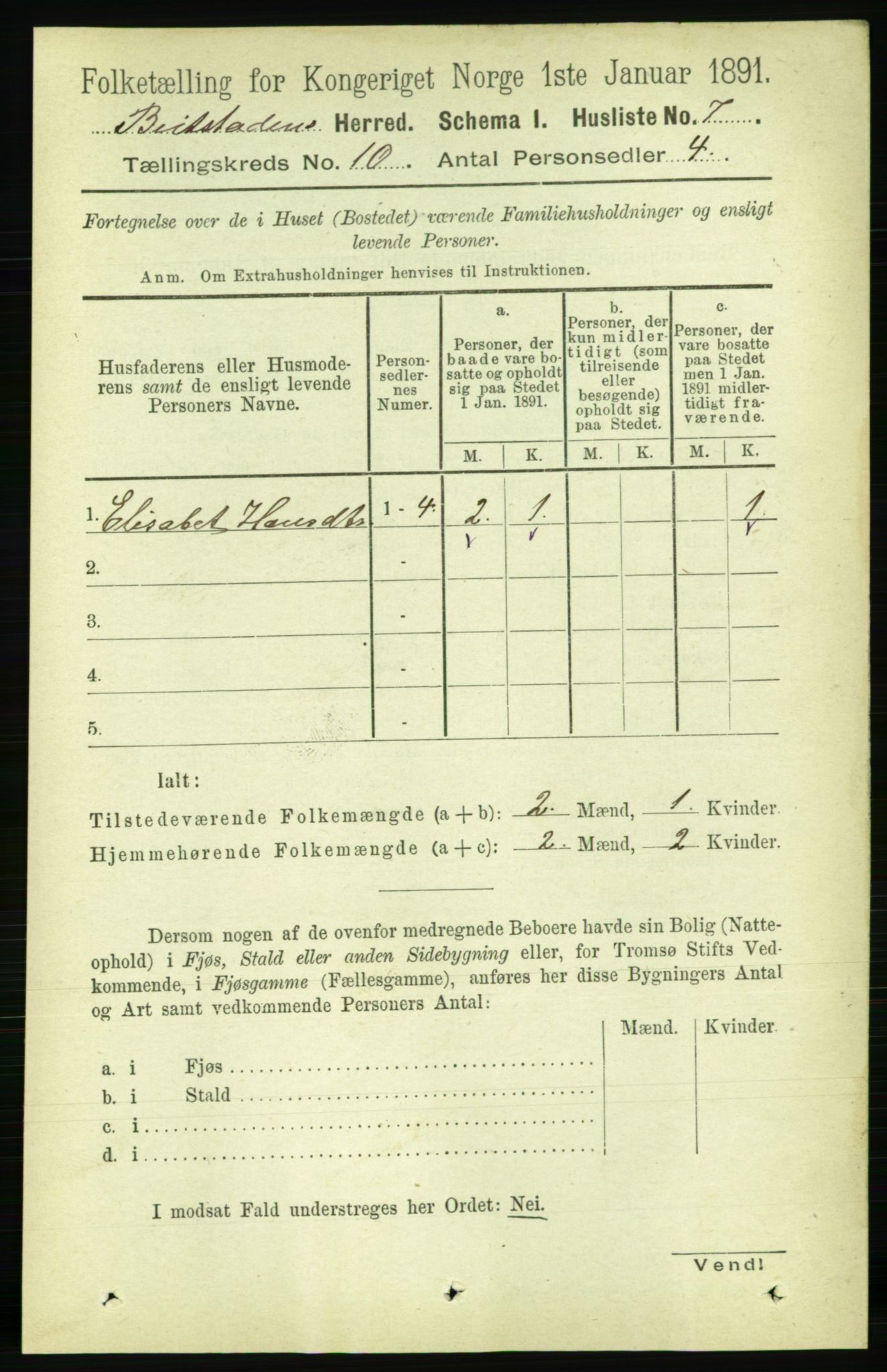 RA, 1891 census for 1727 Beitstad, 1891, p. 2692