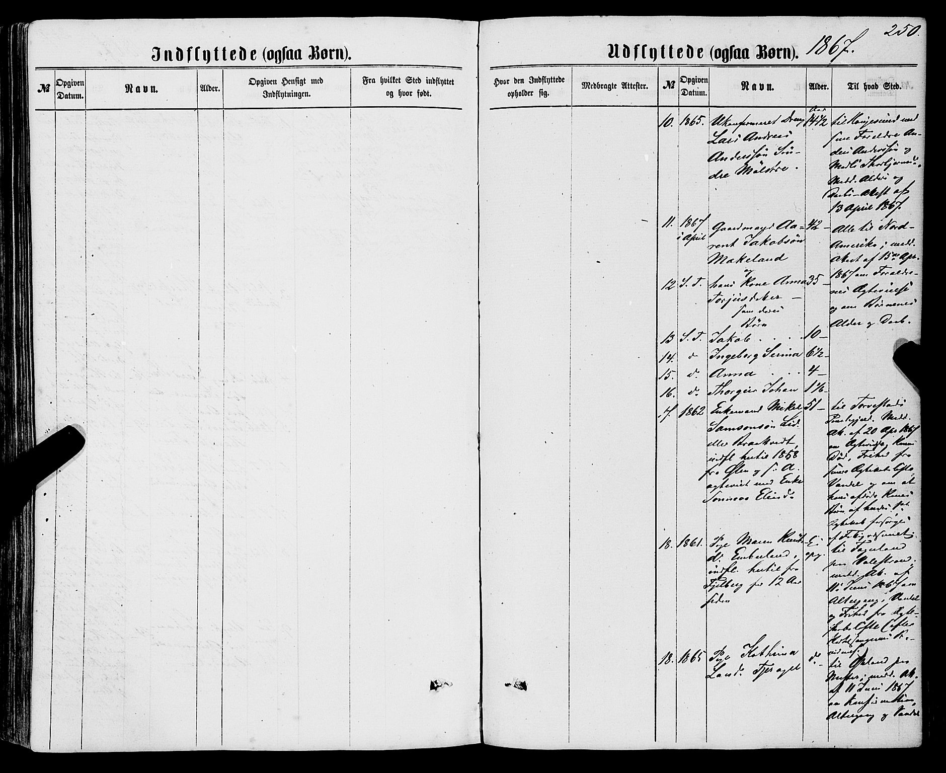 Sveio Sokneprestembete, AV/SAB-A-78501/H/Haa: Parish register (official) no. A 1, 1861-1877, p. 250