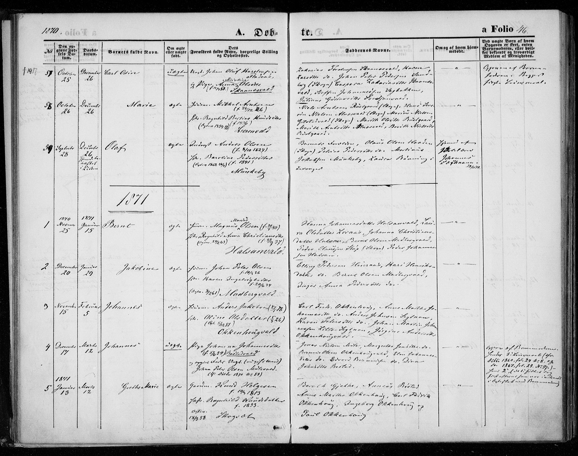 Ministerialprotokoller, klokkerbøker og fødselsregistre - Nord-Trøndelag, SAT/A-1458/721/L0206: Parish register (official) no. 721A01, 1864-1874, p. 46