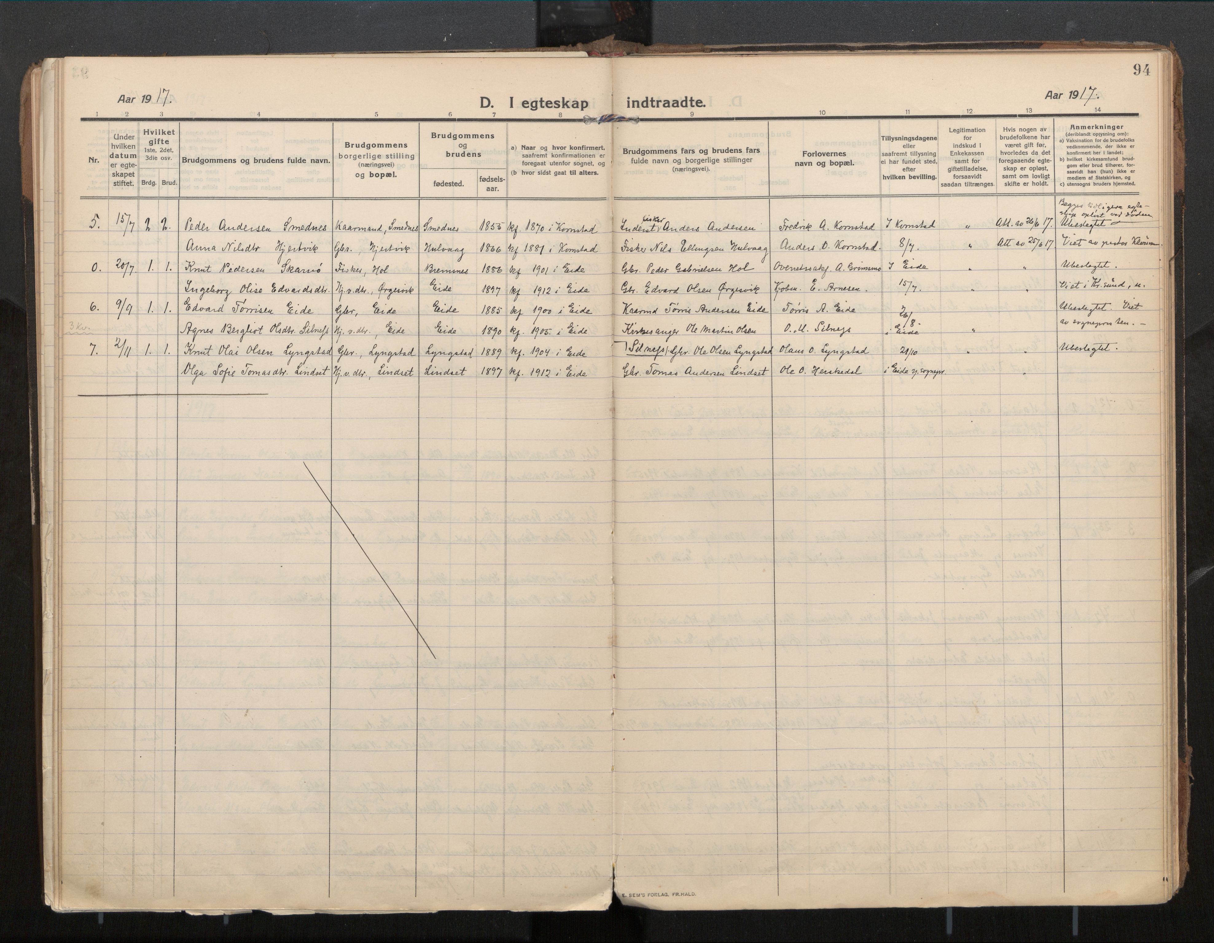 Ministerialprotokoller, klokkerbøker og fødselsregistre - Møre og Romsdal, AV/SAT-A-1454/571/L0836b: Parish register (official) no. 571A03, 1911-1926, p. 94