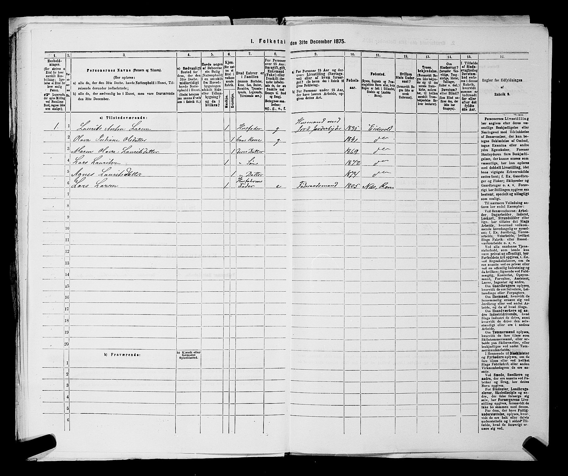 RA, 1875 census for 0237P Eidsvoll, 1875, p. 85