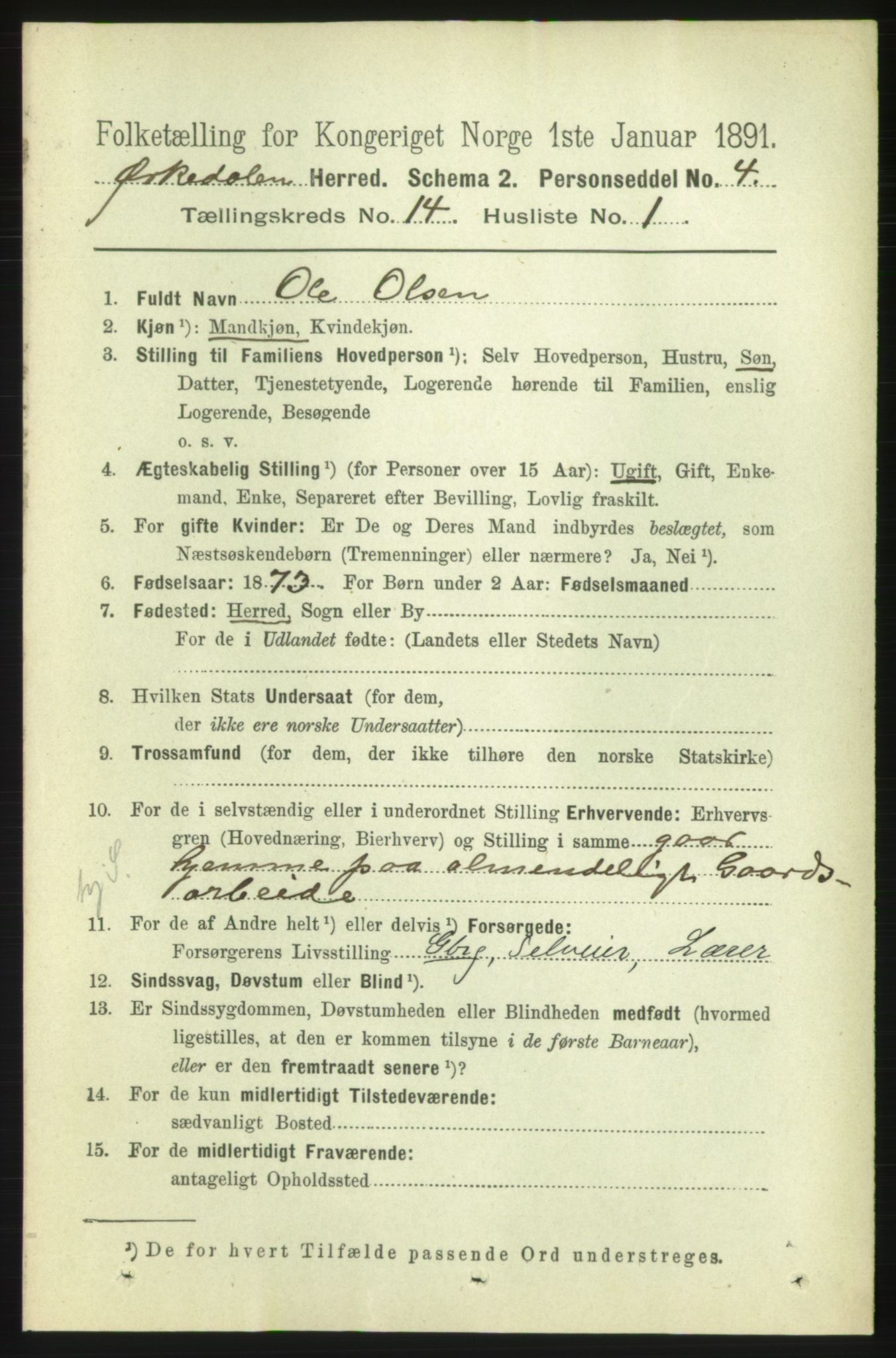 RA, 1891 census for 1638 Orkdal, 1891, p. 6553