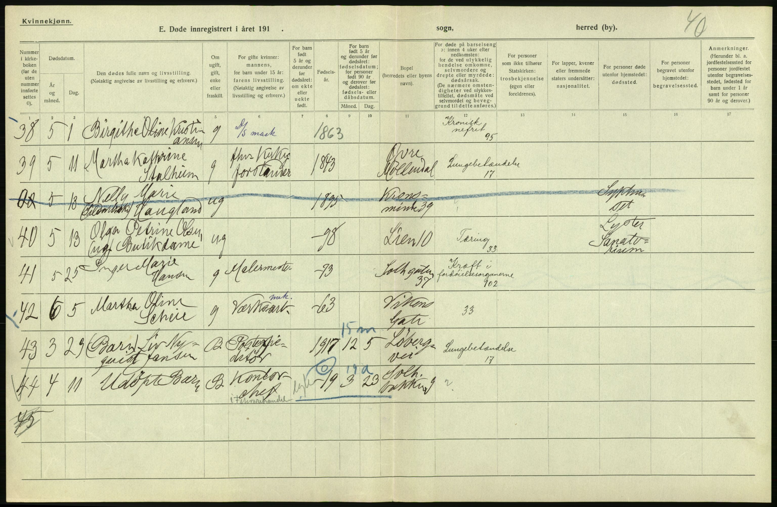 Statistisk sentralbyrå, Sosiodemografiske emner, Befolkning, AV/RA-S-2228/D/Df/Dfb/Dfbi/L0035: Bergen: Gifte, døde, dødfødte., 1919, p. 446