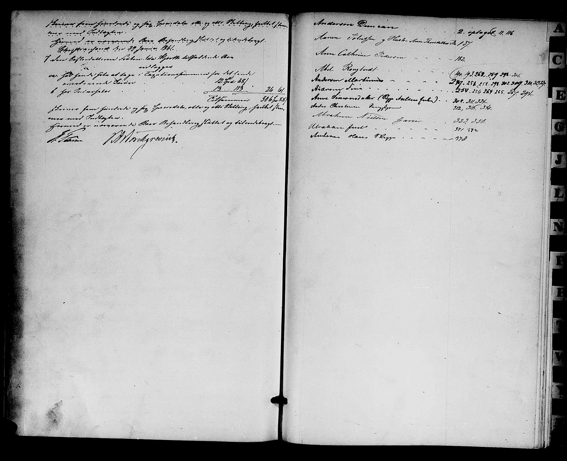 Kristiansand byrett, AV/SAK-1223-0001/H/Hc/L0026: Skifteprotokoll nr. 22, med register, 1857-1861