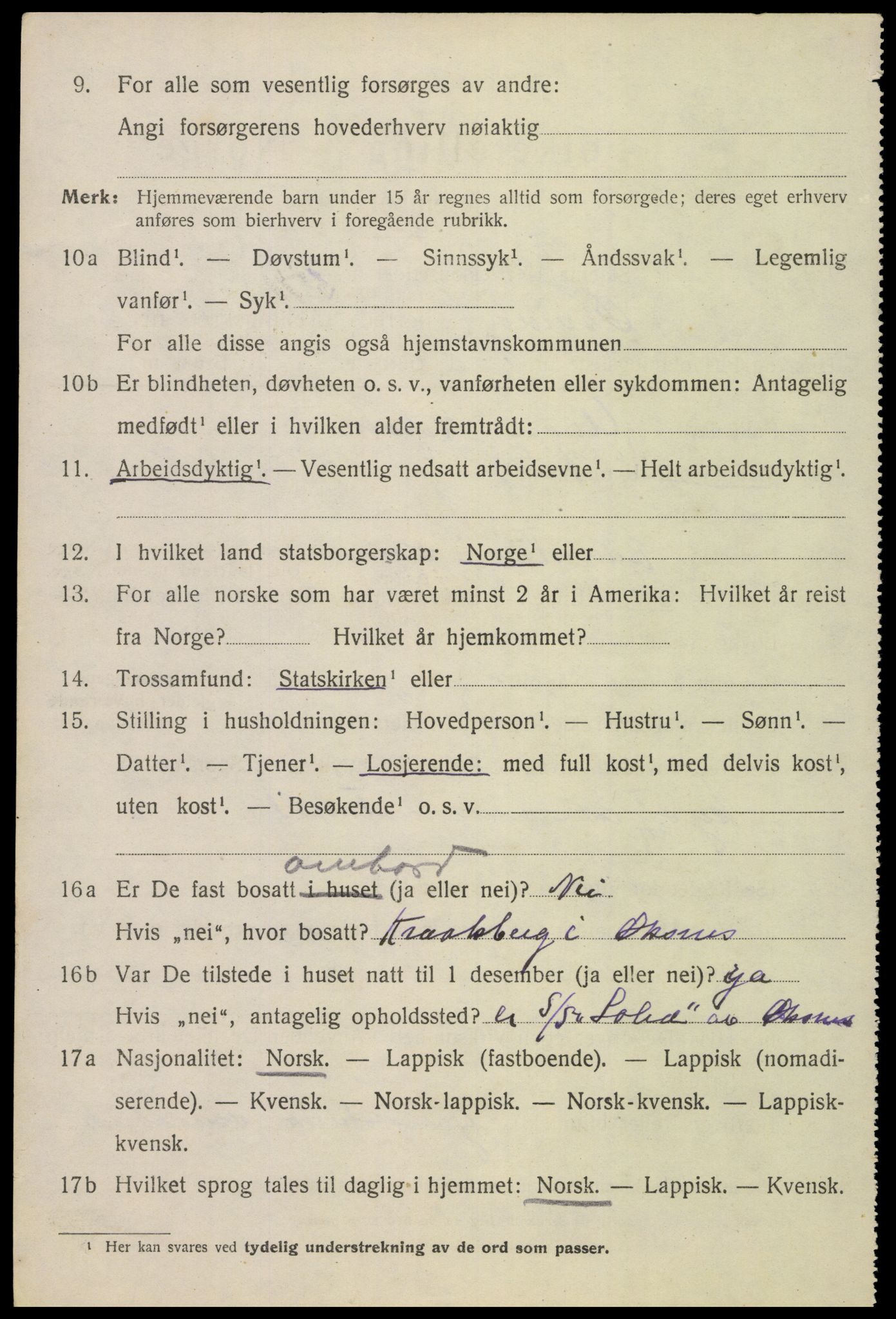 SAT, 1920 census for Øksnes, 1920, p. 2391