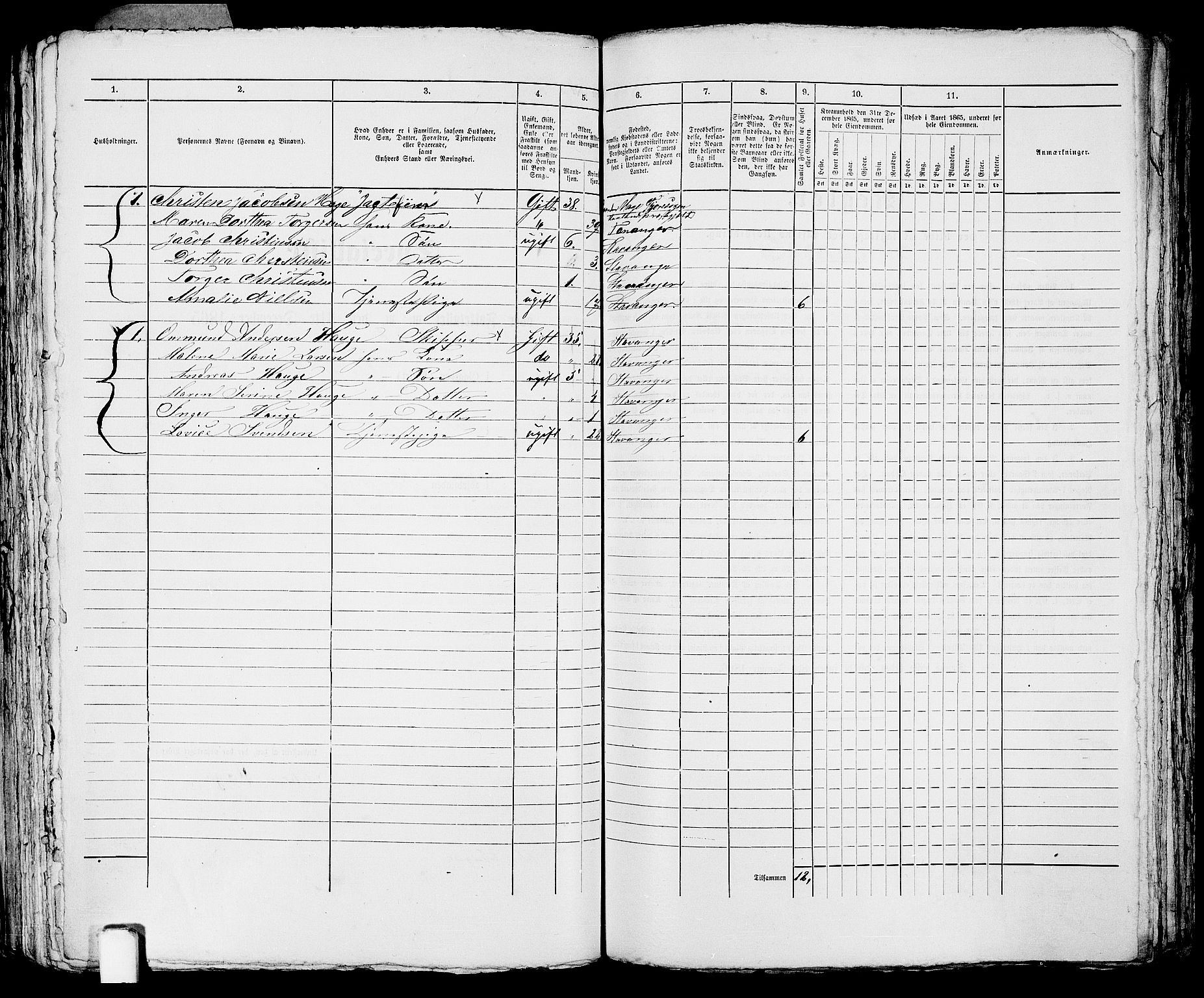 RA, 1865 census for Stavanger, 1865, p. 2729