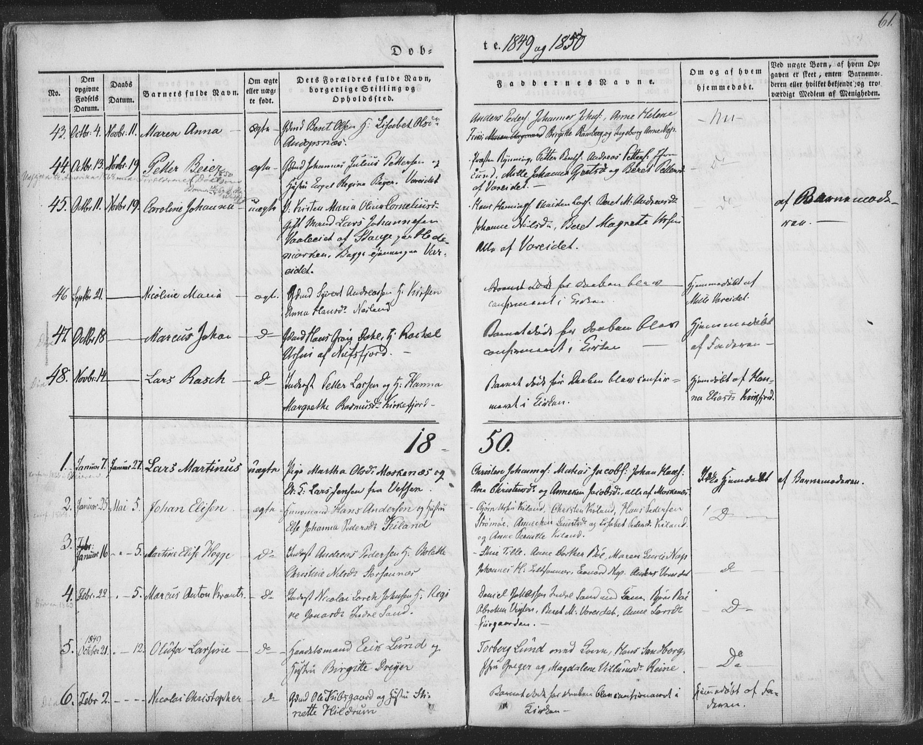 Ministerialprotokoller, klokkerbøker og fødselsregistre - Nordland, SAT/A-1459/885/L1202: Parish register (official) no. 885A03, 1838-1859, p. 61