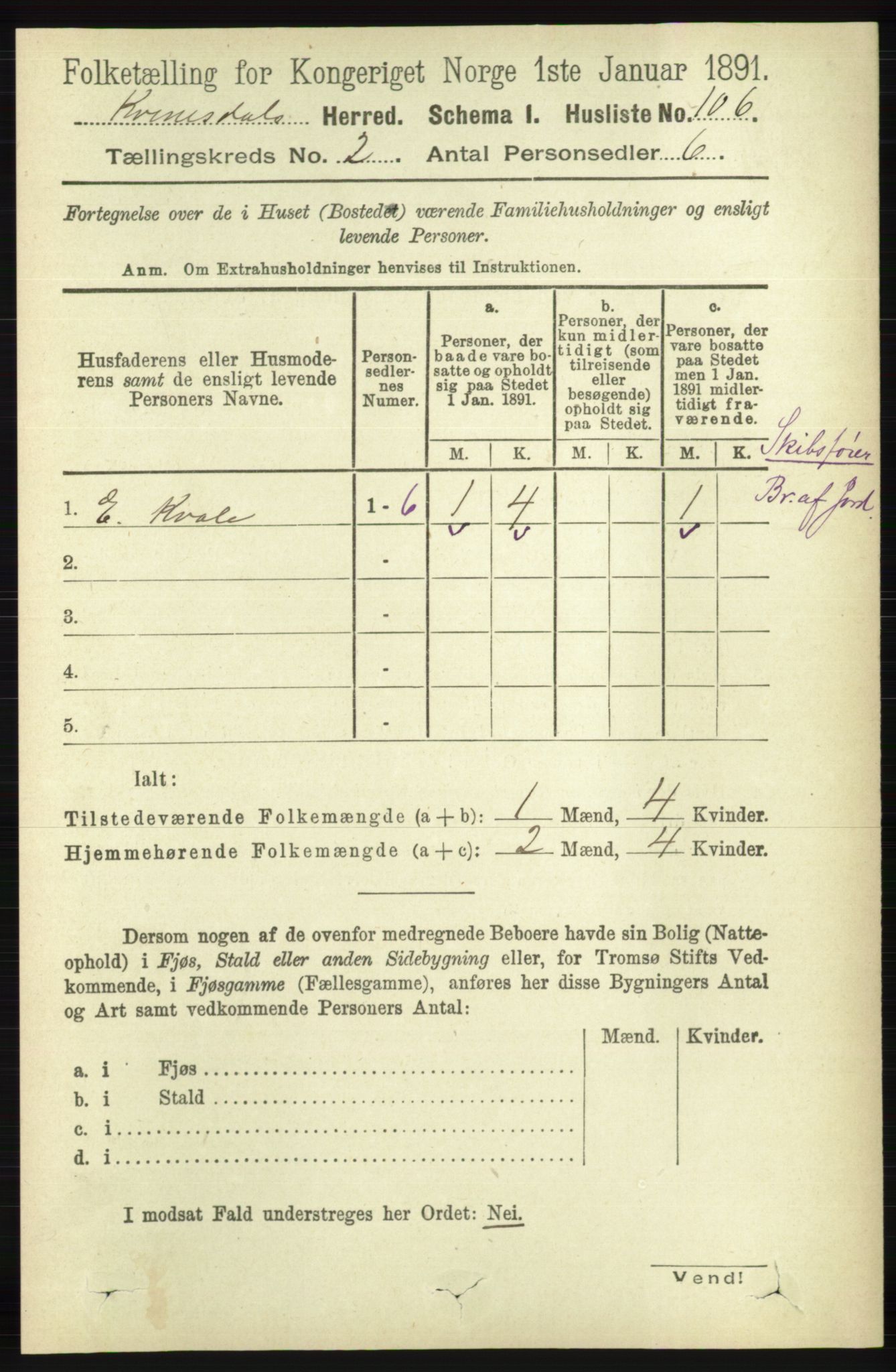 RA, 1891 census for 1037 Kvinesdal, 1891, p. 363