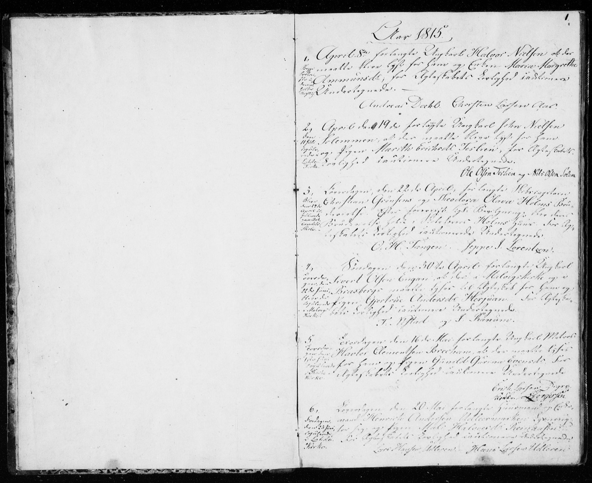 Ministerialprotokoller, klokkerbøker og fødselsregistre - Sør-Trøndelag, SAT/A-1456/606/L0295: Banns register no. 606A10, 1815-1833, p. 0-1