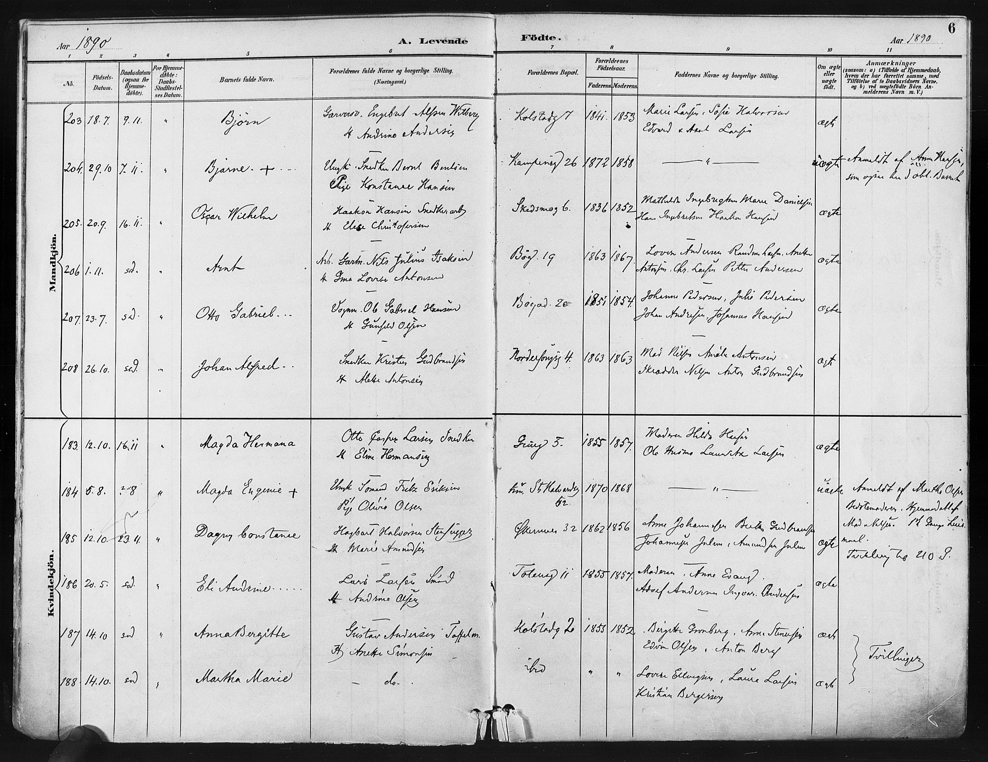 Kampen prestekontor Kirkebøker, AV/SAO-A-10853/F/Fa/L0005: Parish register (official) no. I 5, 1890-1902, p. 6