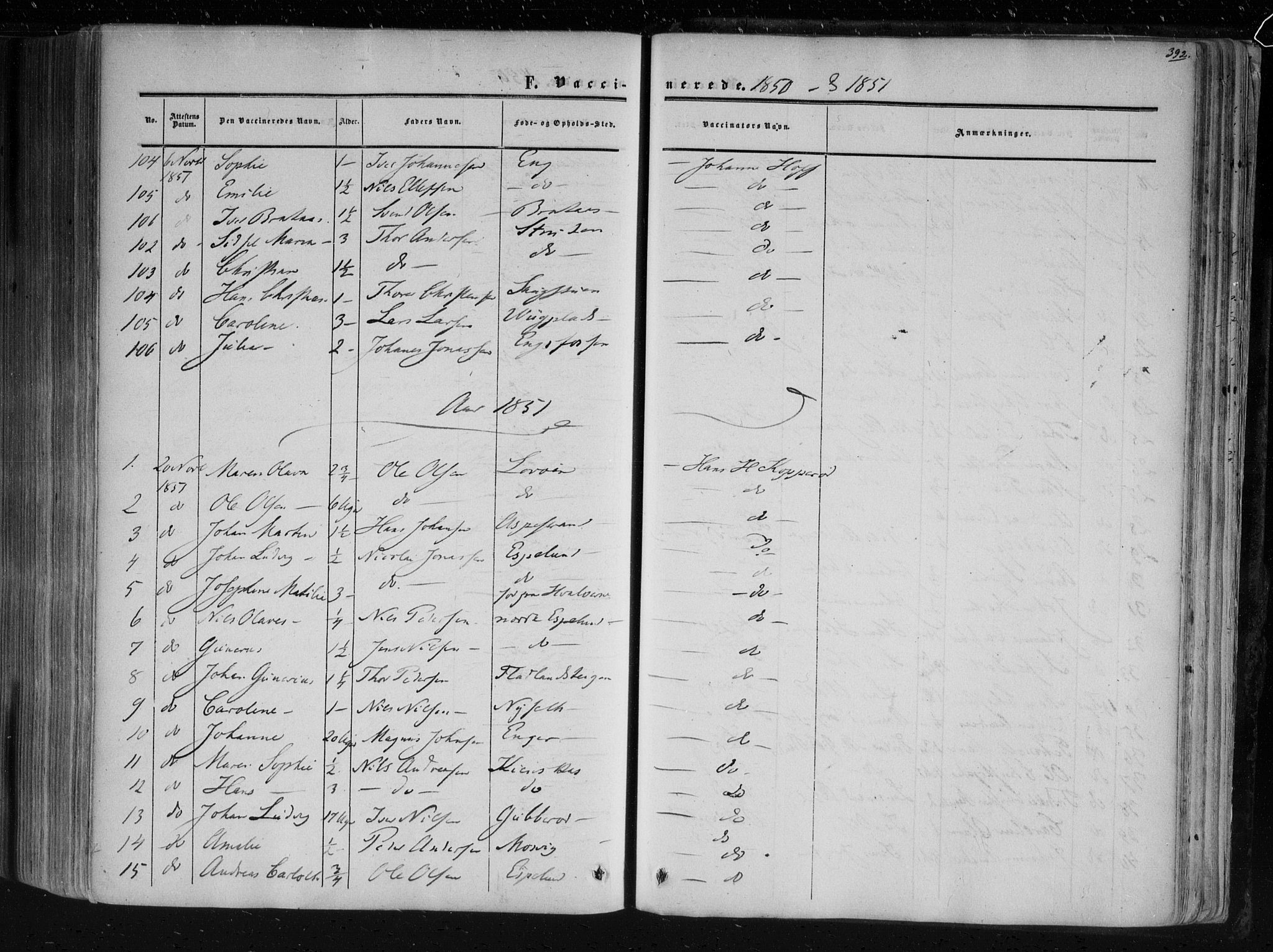 Aremark prestekontor Kirkebøker, SAO/A-10899/F/Fc/L0003: Parish register (official) no. III 3, 1850-1865, p. 392