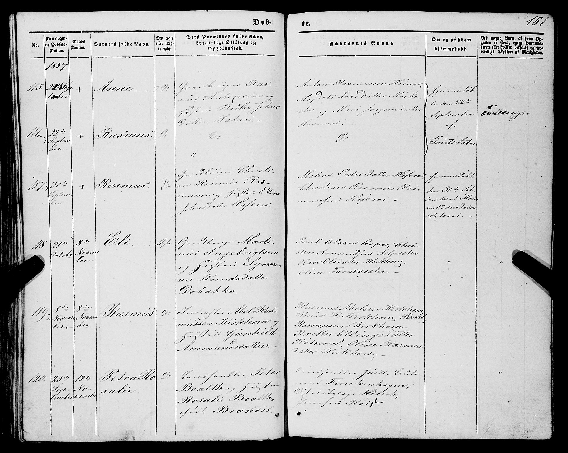 Eid sokneprestembete, AV/SAB-A-82301/H/Haa/Haaa/L0007: Parish register (official) no. A 7, 1844-1858, p. 161