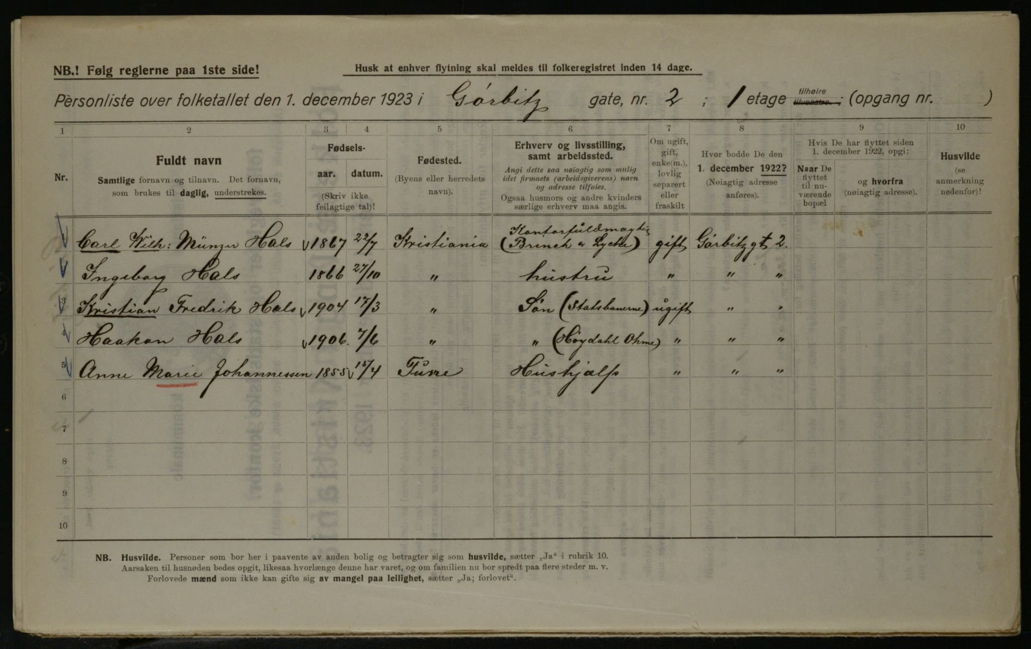 OBA, Municipal Census 1923 for Kristiania, 1923, p. 36590