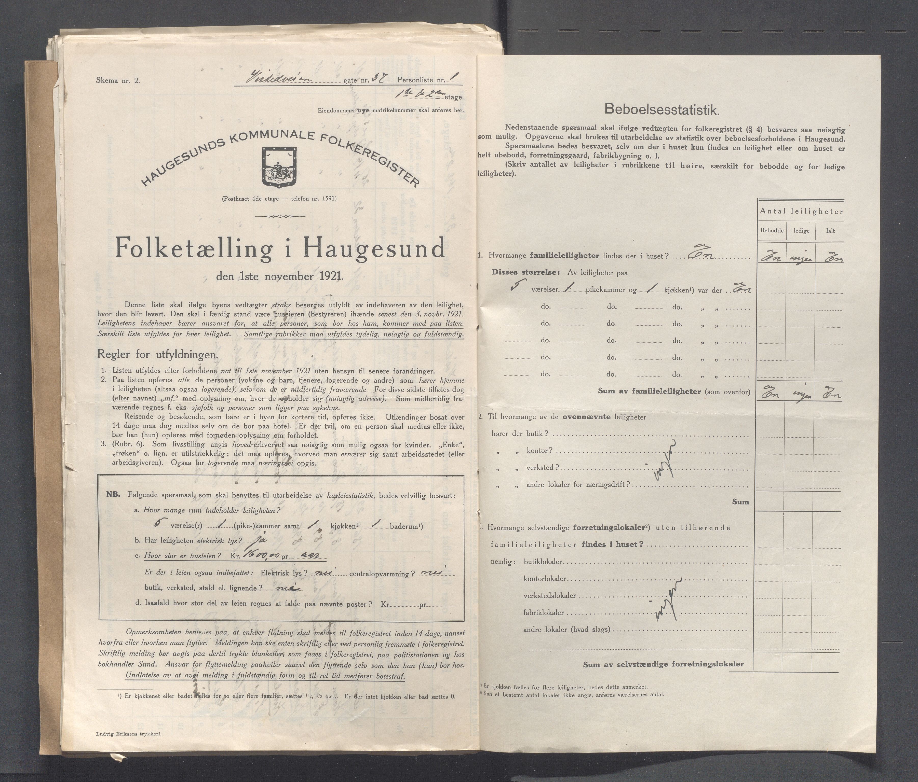 IKAR, Local census 1.11.1921 for Haugesund, 1921, p. 5540