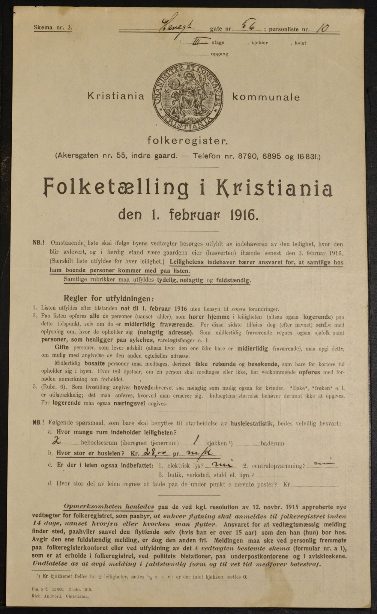 OBA, Municipal Census 1916 for Kristiania, 1916, p. 34540