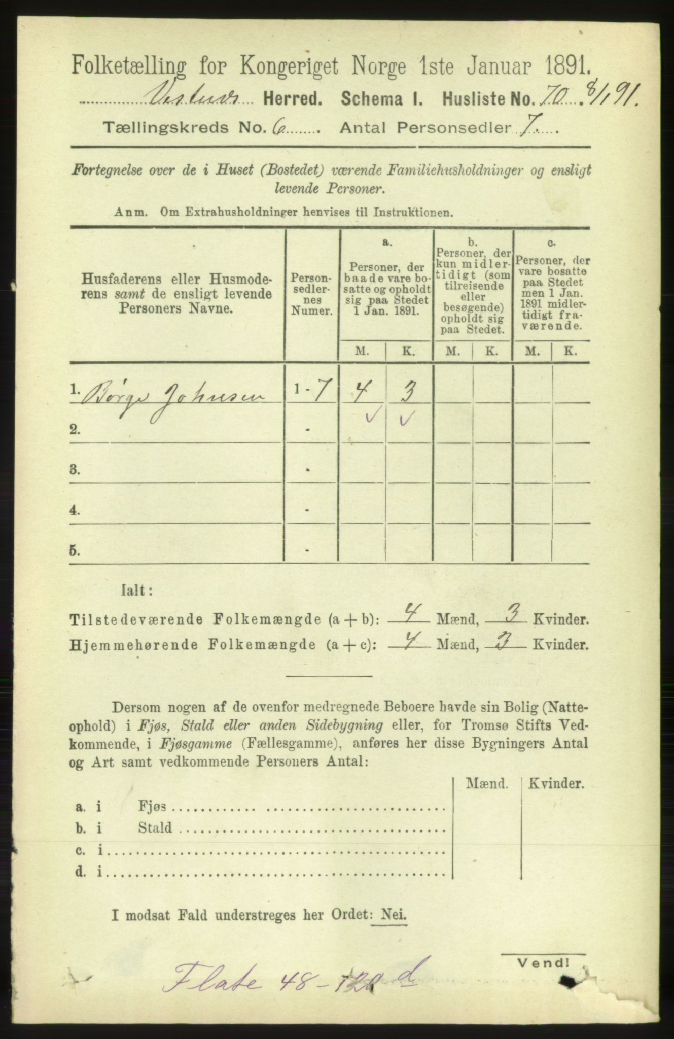 RA, 1891 census for 1535 Vestnes, 1891, p. 2190