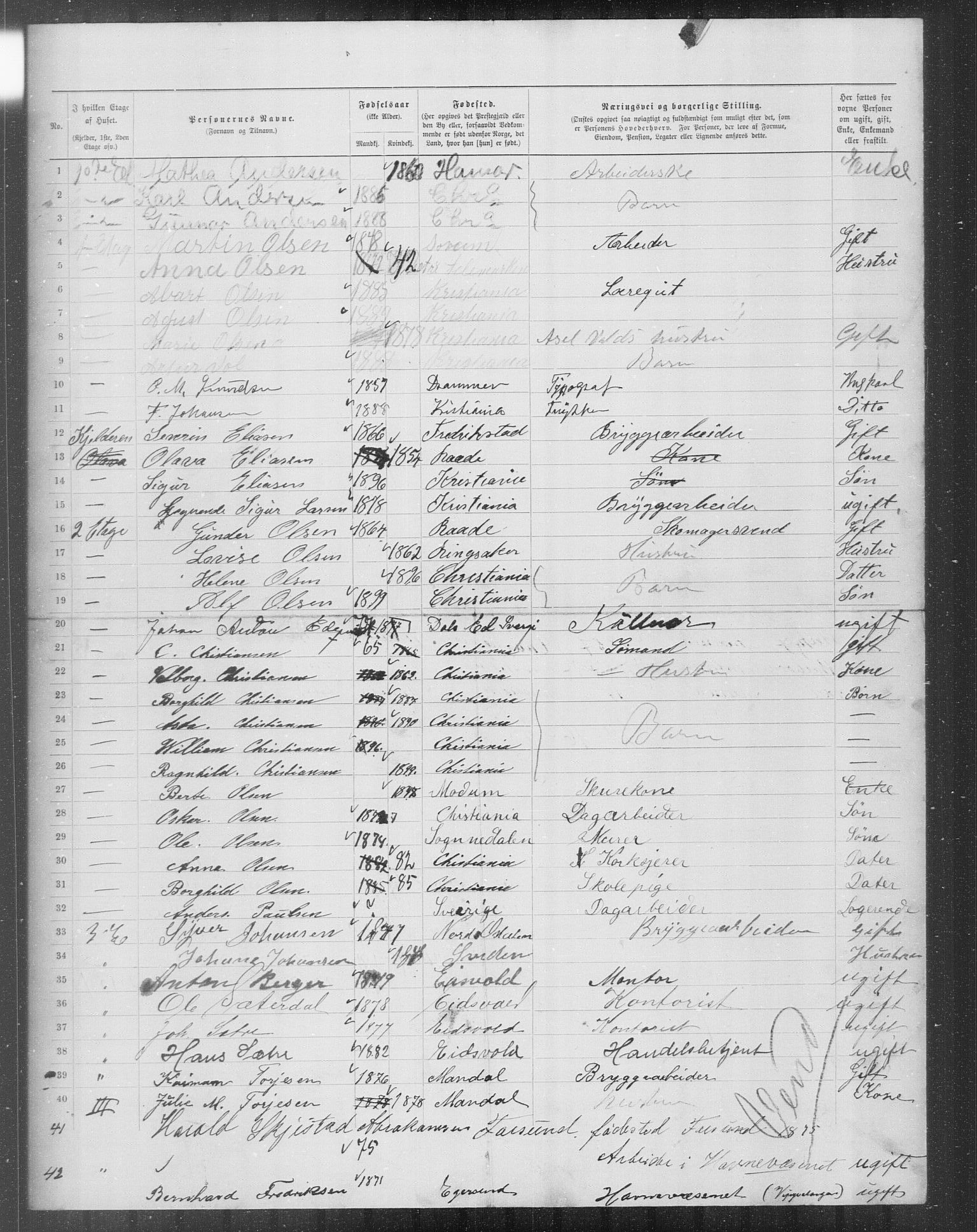 OBA, Municipal Census 1899 for Kristiania, 1899, p. 8478