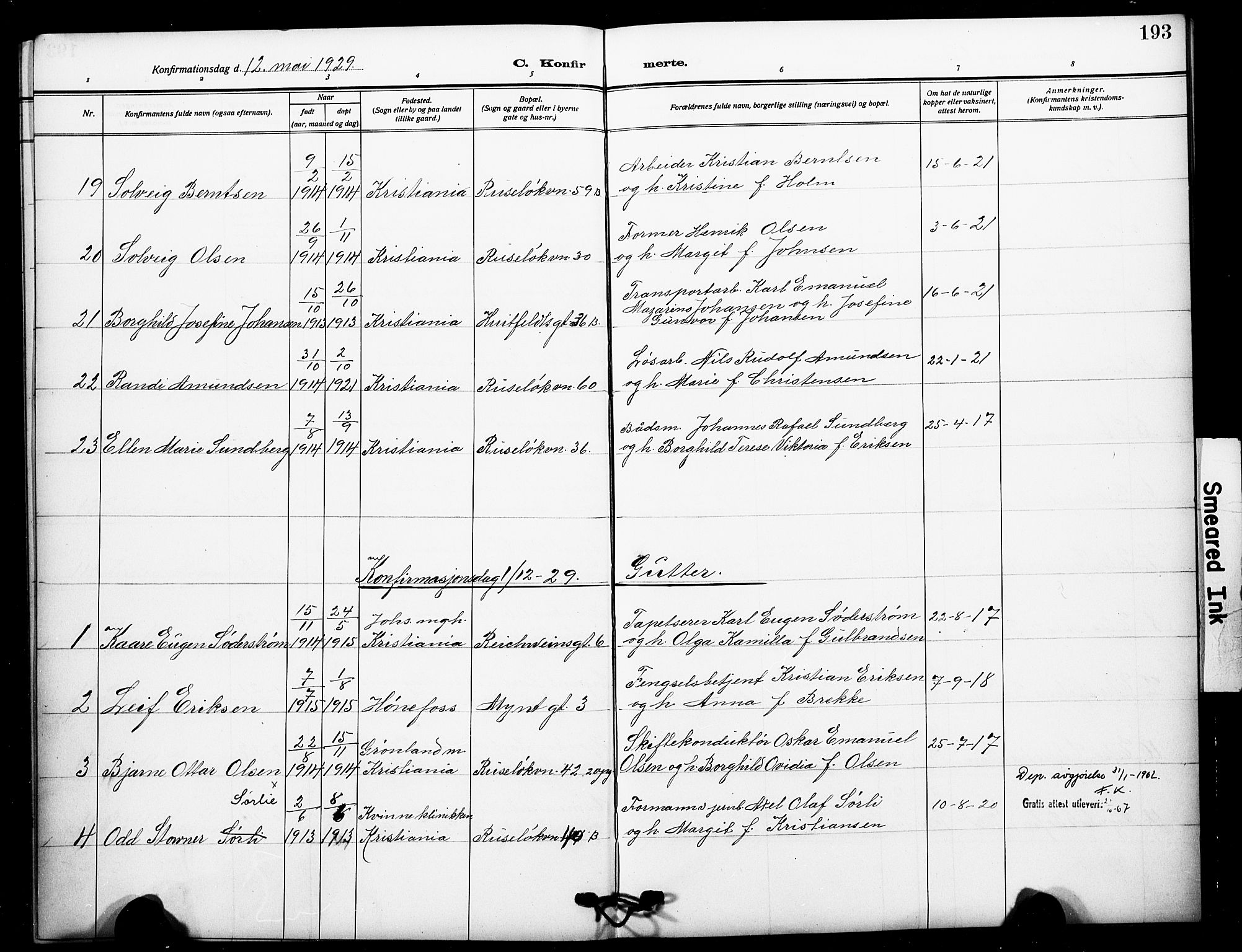 Johannes prestekontor Kirkebøker, AV/SAO-A-10852/F/Fa/L0011: Parish register (official) no. 11, 1908-1921, p. 193
