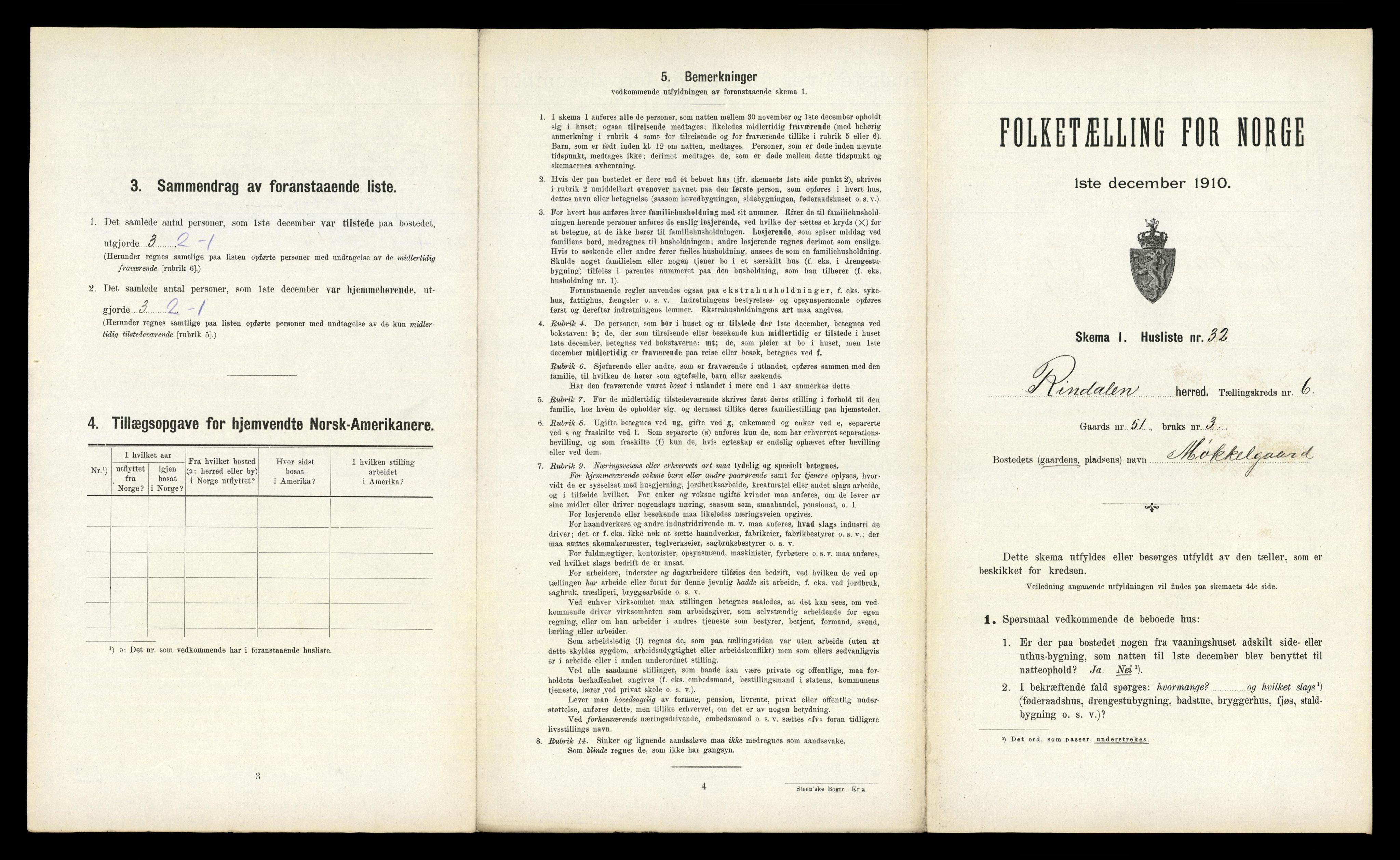 RA, 1910 census for Rindal, 1910, p. 539