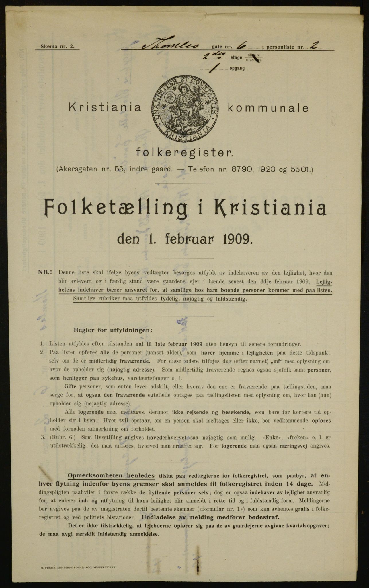 OBA, Municipal Census 1909 for Kristiania, 1909, p. 98998