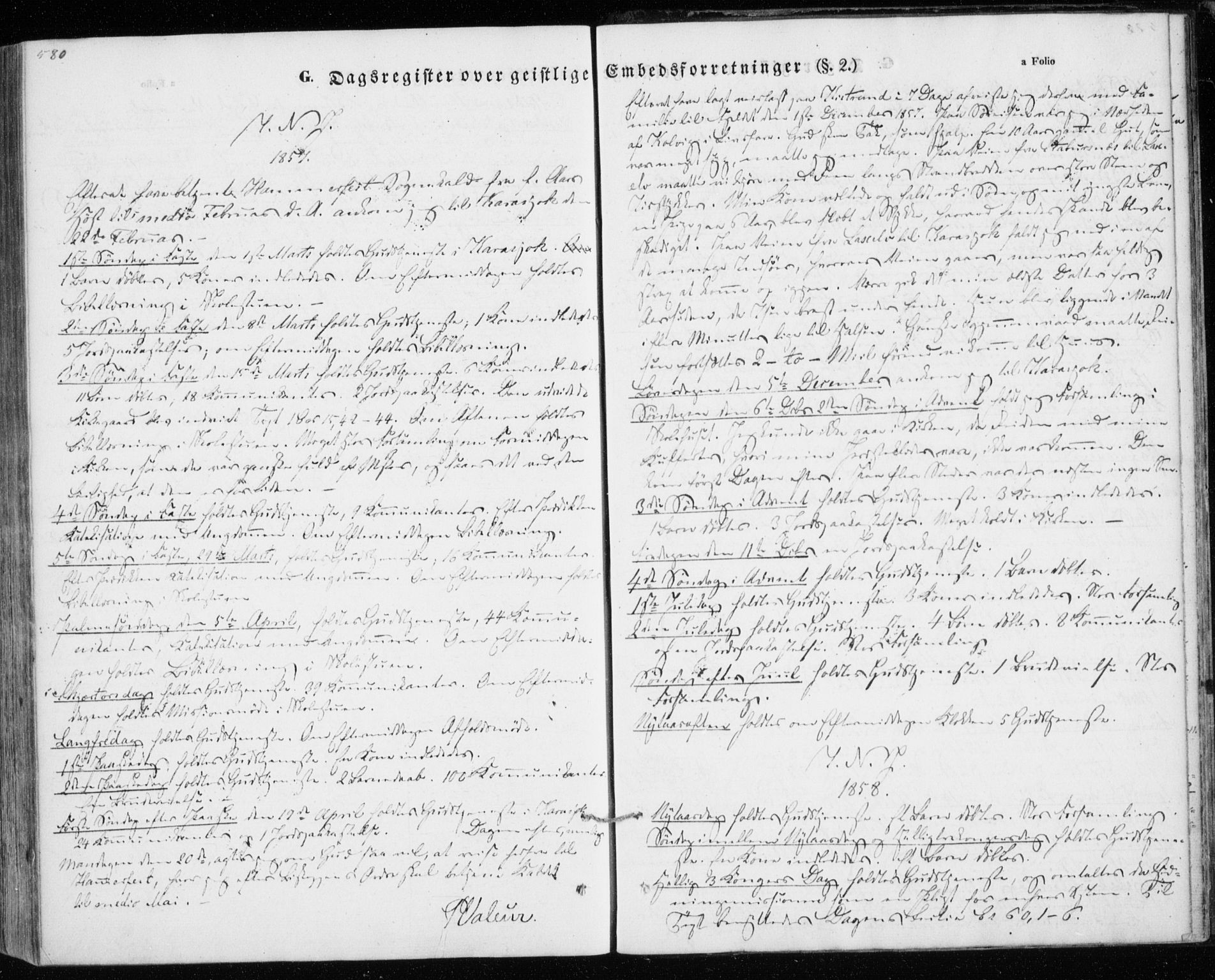 Kistrand/Porsanger sokneprestembete, SATØ/S-1351/H/Ha/L0012.kirke: Parish register (official) no. 12, 1843-1871, p. 580-581
