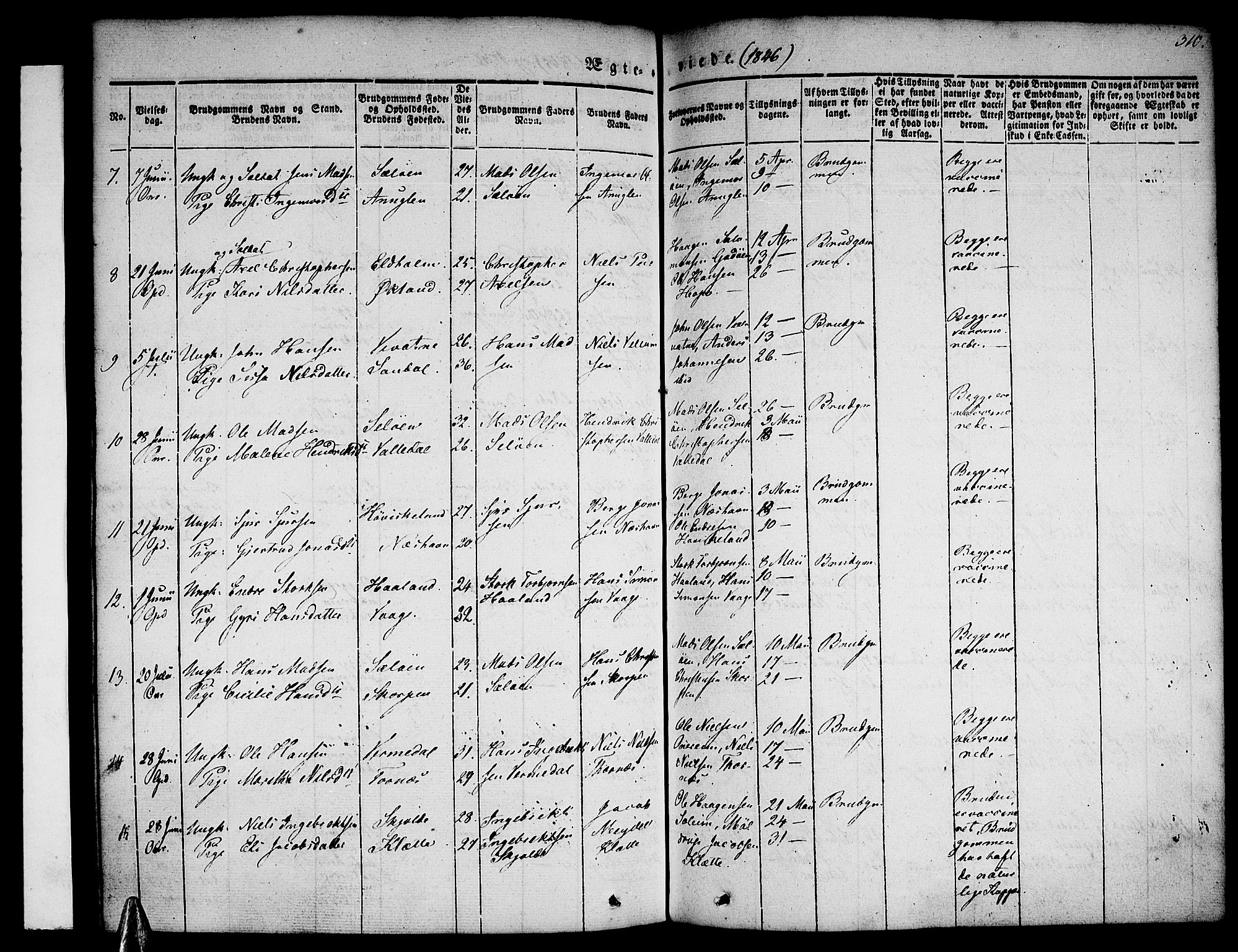 Tysnes sokneprestembete, SAB/A-78601/H/Haa: Parish register (official) no. A 9, 1837-1848, p. 310