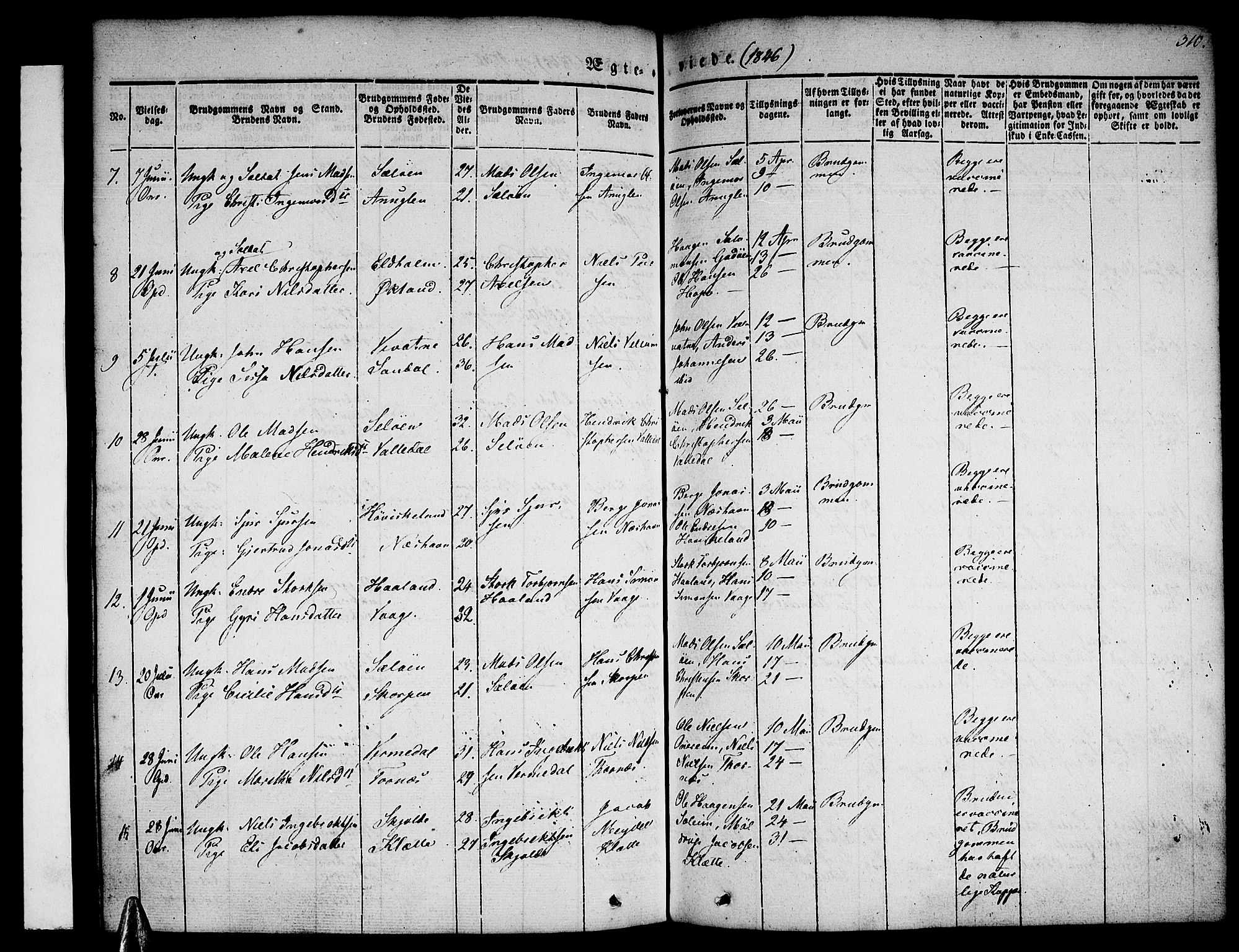Tysnes sokneprestembete, AV/SAB-A-78601/H/Haa: Parish register (official) no. A 9, 1837-1848, p. 310