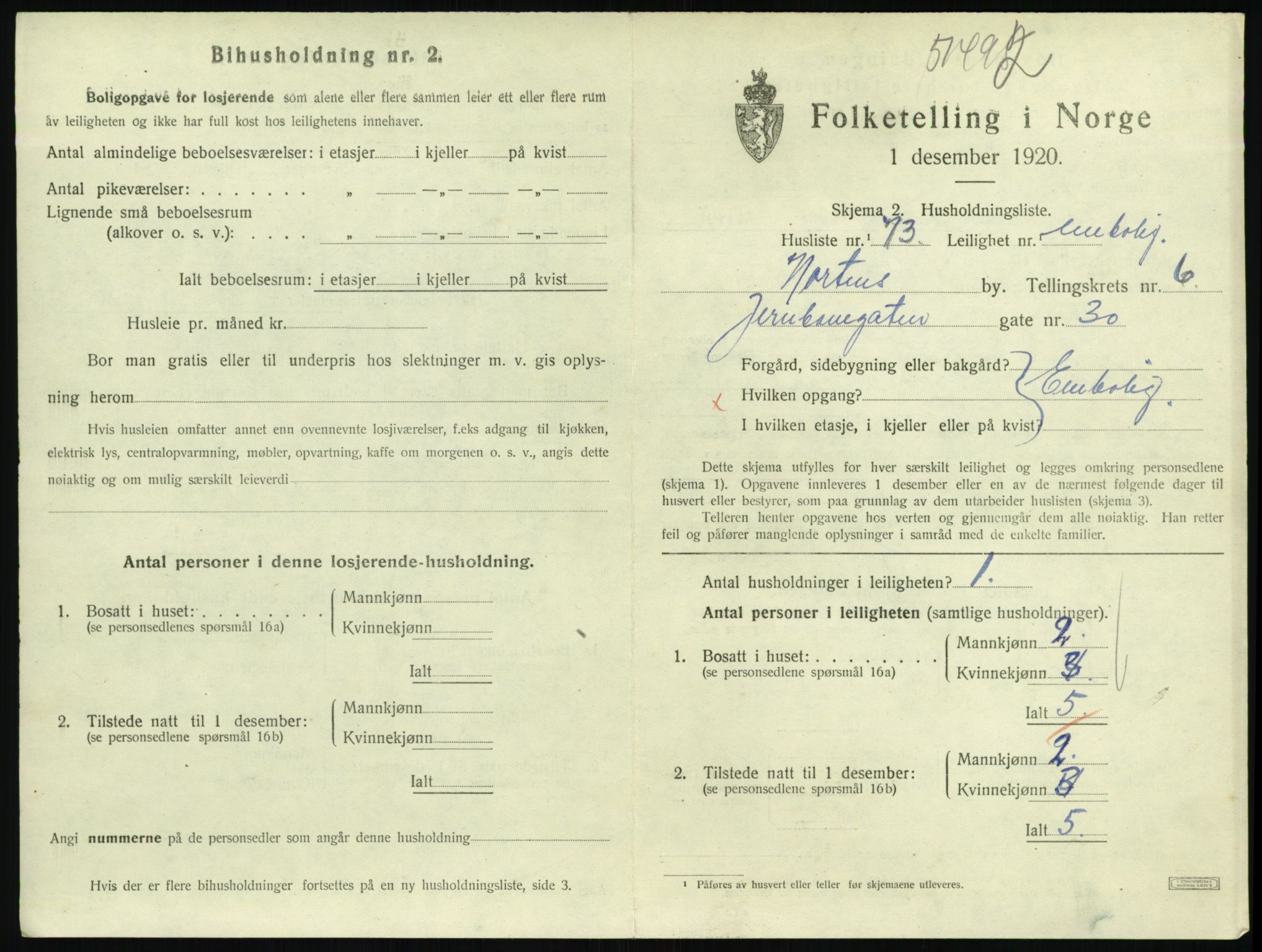 SAKO, 1920 census for Horten, 1920, p. 6629