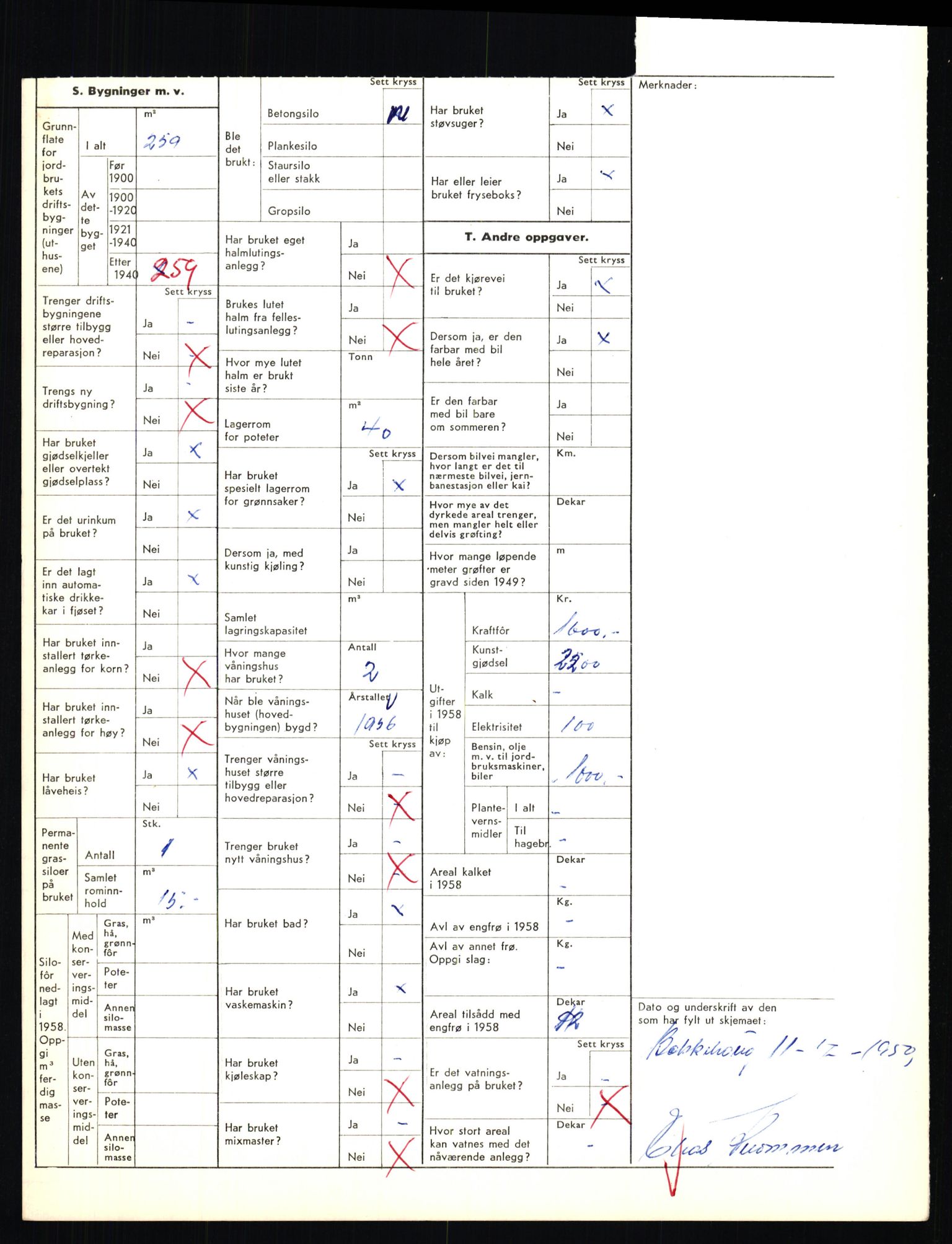 Statistisk sentralbyrå, Næringsøkonomiske emner, Jordbruk, skogbruk, jakt, fiske og fangst, AV/RA-S-2234/G/Gd/L0655: Troms: 1924 Målselv (kl. 4-10), 1959, p. 2188